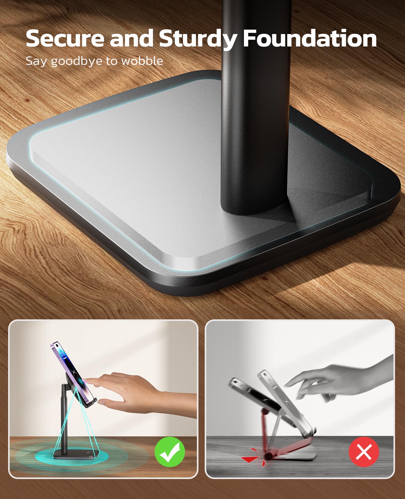 Nulaxy Phone Stand, Height Angle Adjustable Cell Phone Stand, Phone Holder For Desk Compatible With Phone 16 15 14 13 12 Mini 11 Pro Xs Max Xr X 8 7 6 6S Plus, All Smartphones (4 8 Inches)   Black