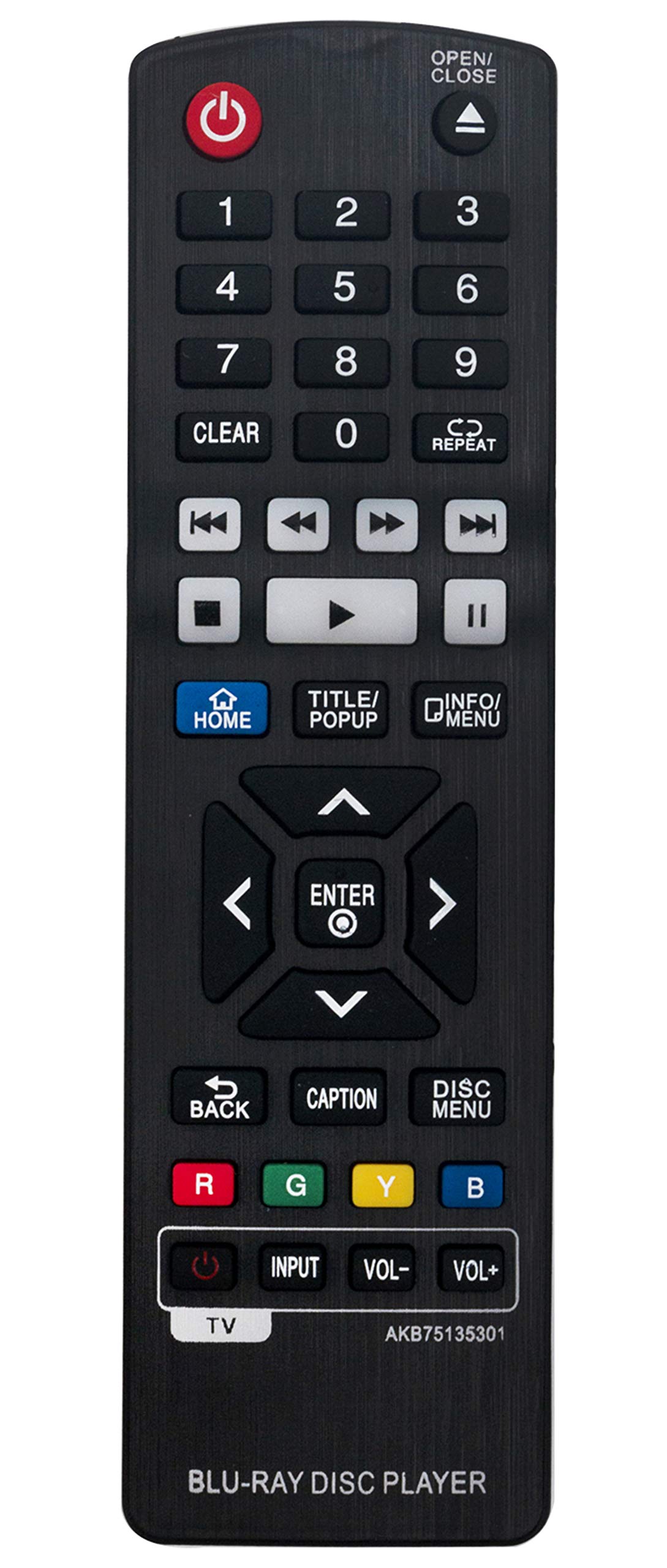 AKB75135301 Replaced Remote fit for LG Blu-Ray Disc Player UBKM9 BP330 BP330N BP540 BP540N BP550 BP550N BP630 BP630N BP630S BPM33 BPM331 BPM331N BPM53 BPM54 BPM54N BPM55 BPM55N UP970 UBK90 BP430