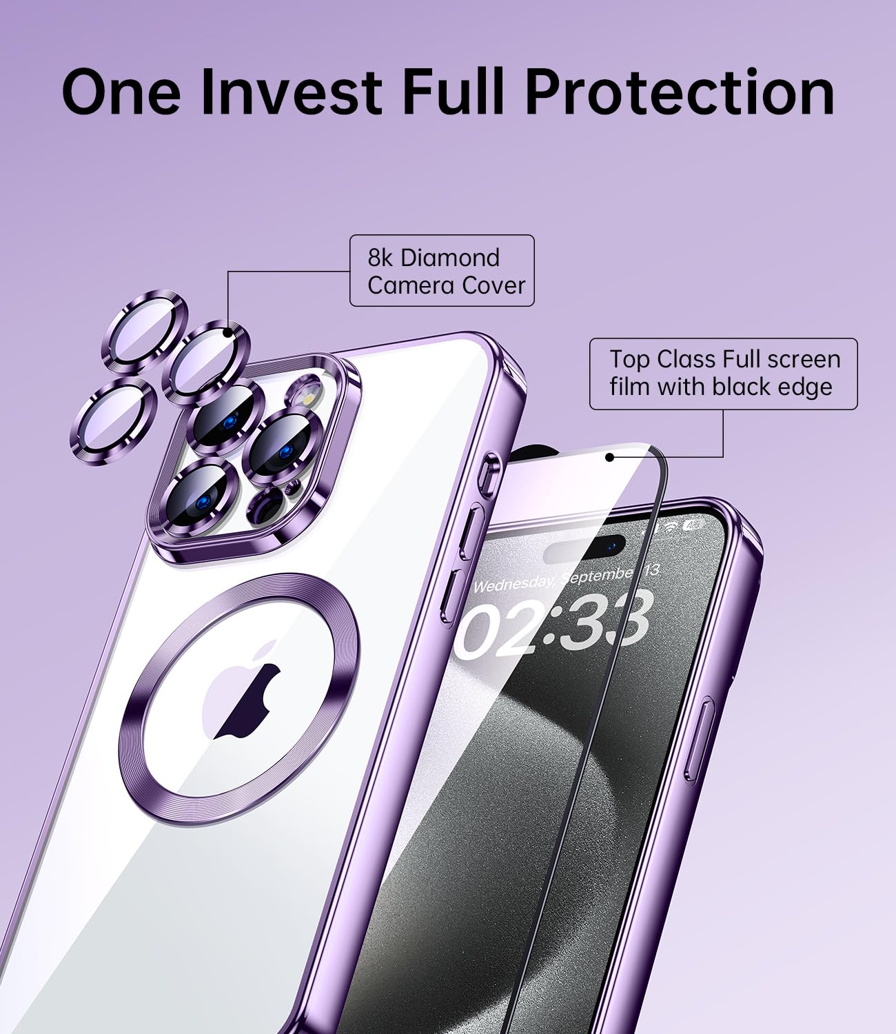 Jueshituo Magnetic For Iphone 15 Pro Max Case With Full Camera Cover Protection [Never Yellow] [No.1 Strong N56 Magnets] [Milita