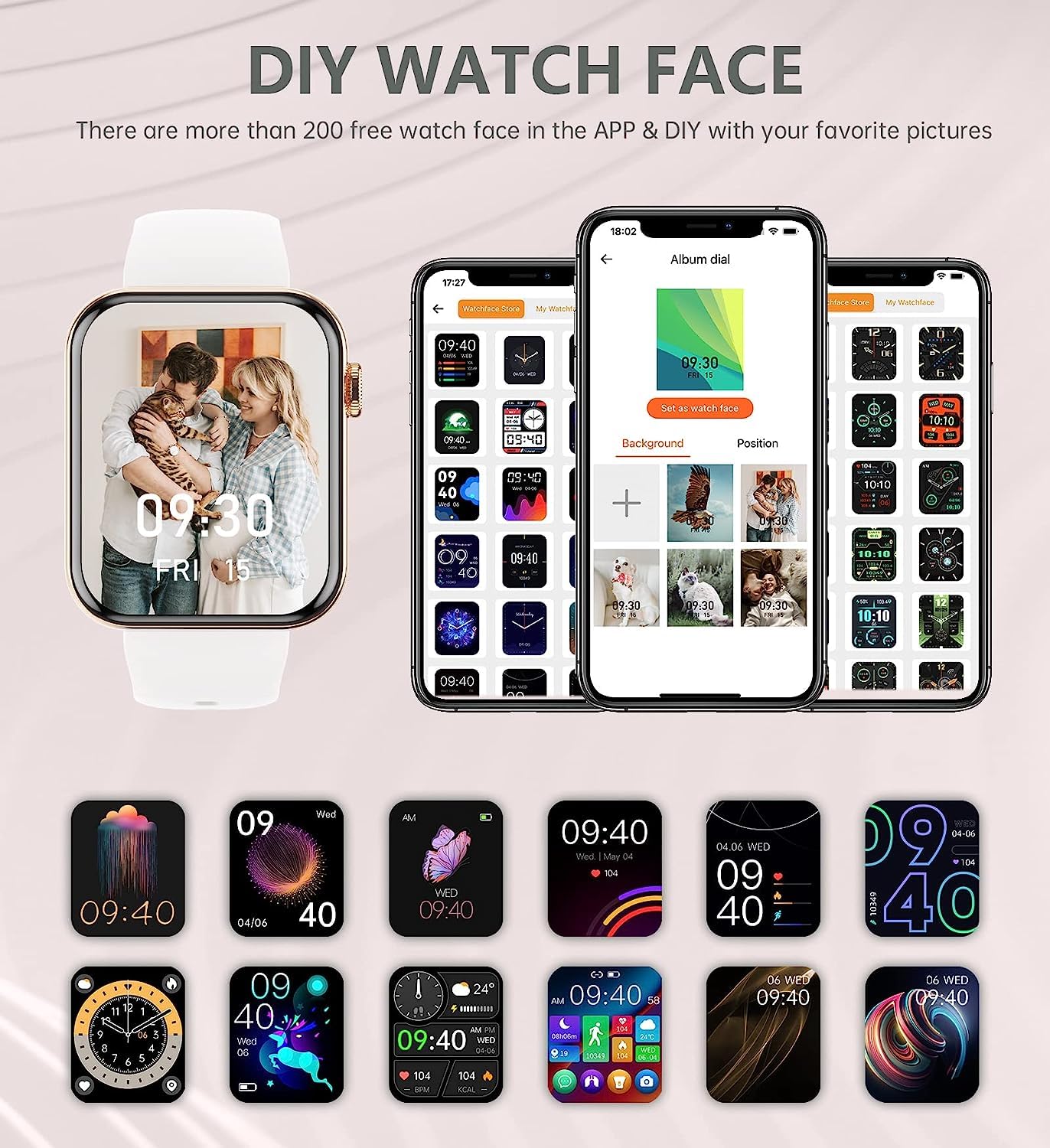 Smartwatch For Android Iphone Compatible, Smart Watches For Women(Call Receive/Dial), 1.85'' Waterproof Fitness Tracker With Ai