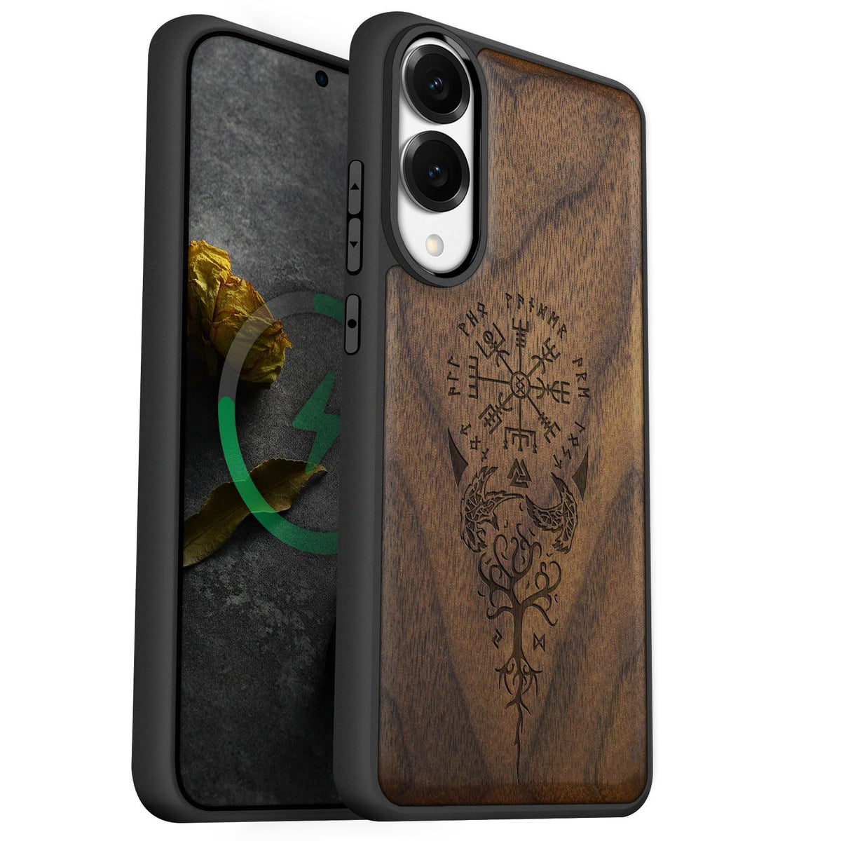Carveit Magnetic Wooden Case For Samsung Galaxy S25 Edge Case 2025, Tpu Shockproof Cover & Wood Artisan Engraved, Compatible Wit