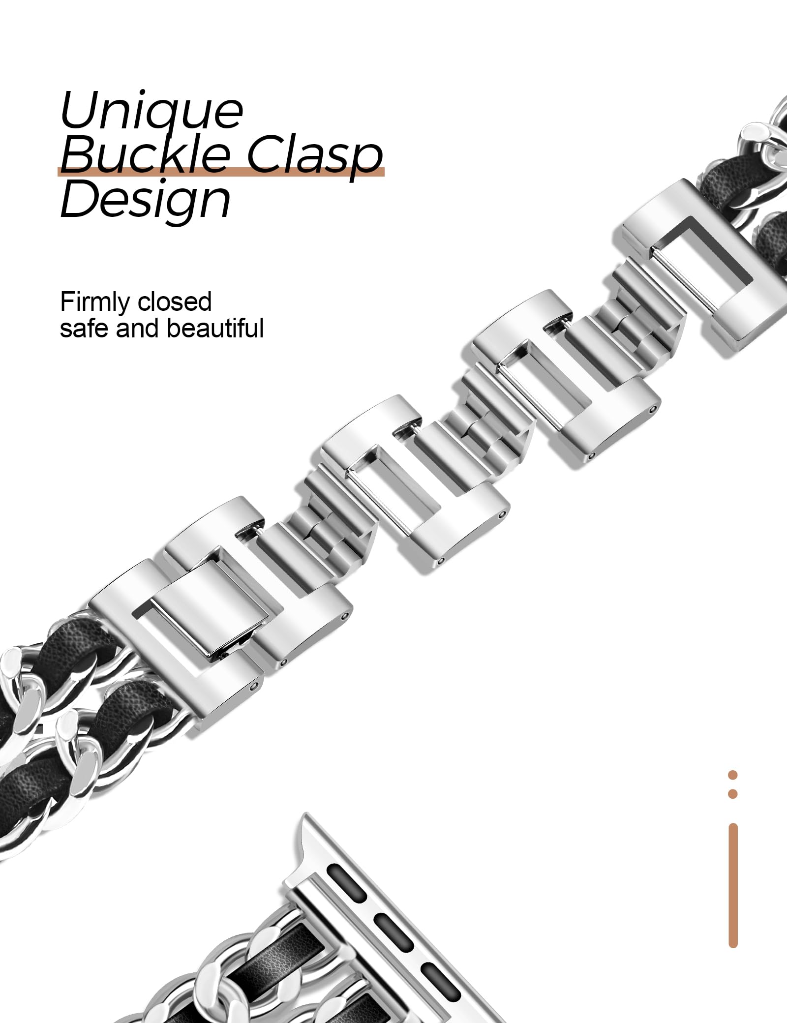 Jr.Dm Silver Watch Bands For Women Compatible With Apple Watch Band Leather 38Mm 40Mm 41Mm 42Mm (S10) Adjustable Metal Band Cowb