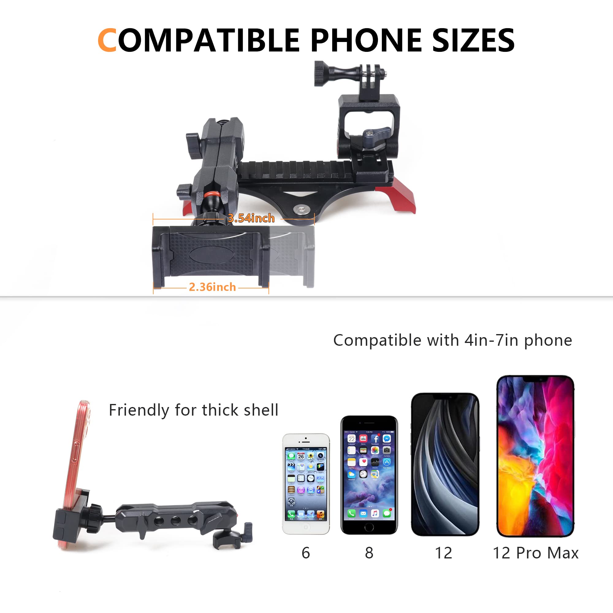 Rerpro Dash Phone Mount Picatinny Rail Holder For 2021 2022 2023 2024 New Ford Bronco 2/4 Door Interior Accessories Dashboard Ce