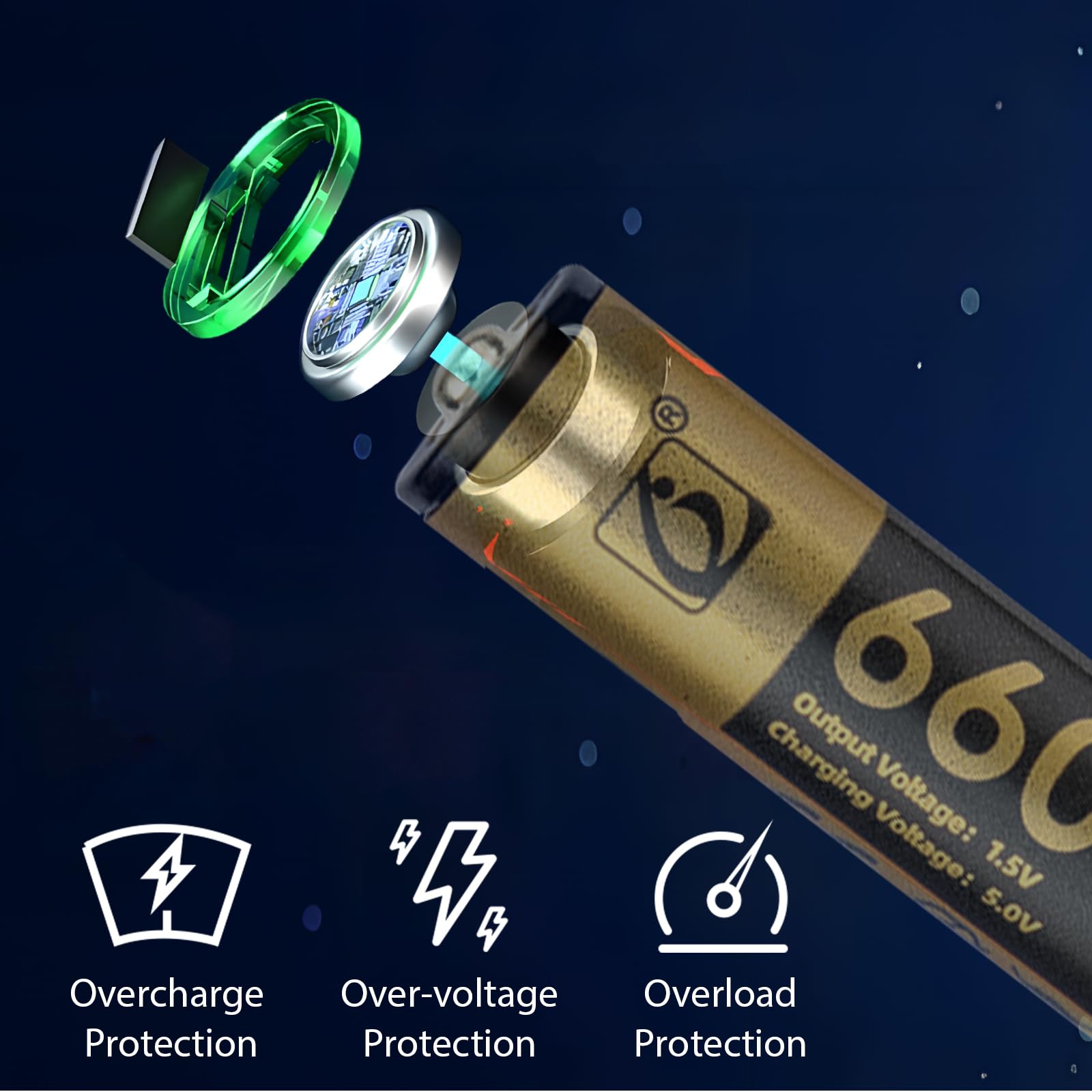 Tosiicop Aaa Rechargeable Lithium Batteries - 4 Pack Usb-C Rechargable Li-Ion Battery 1.5V Aaa 660Mah With 4 In 1 Usb To Type-C