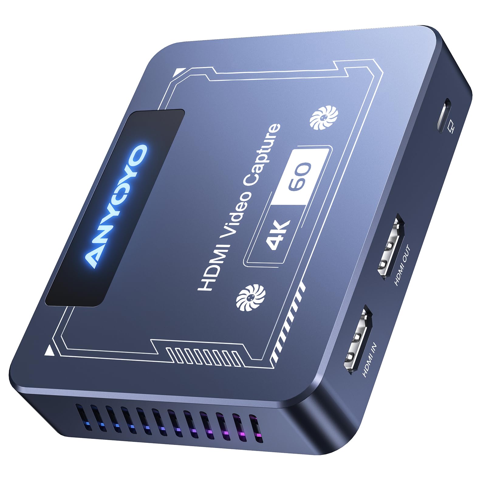 Anyoyo 4K@60Hz Hdmi Capture Card, Usb3.0 Game Capture Video, 4K@60Fps Hd Recording, High Speed Data Transfer, Game Capture,Video