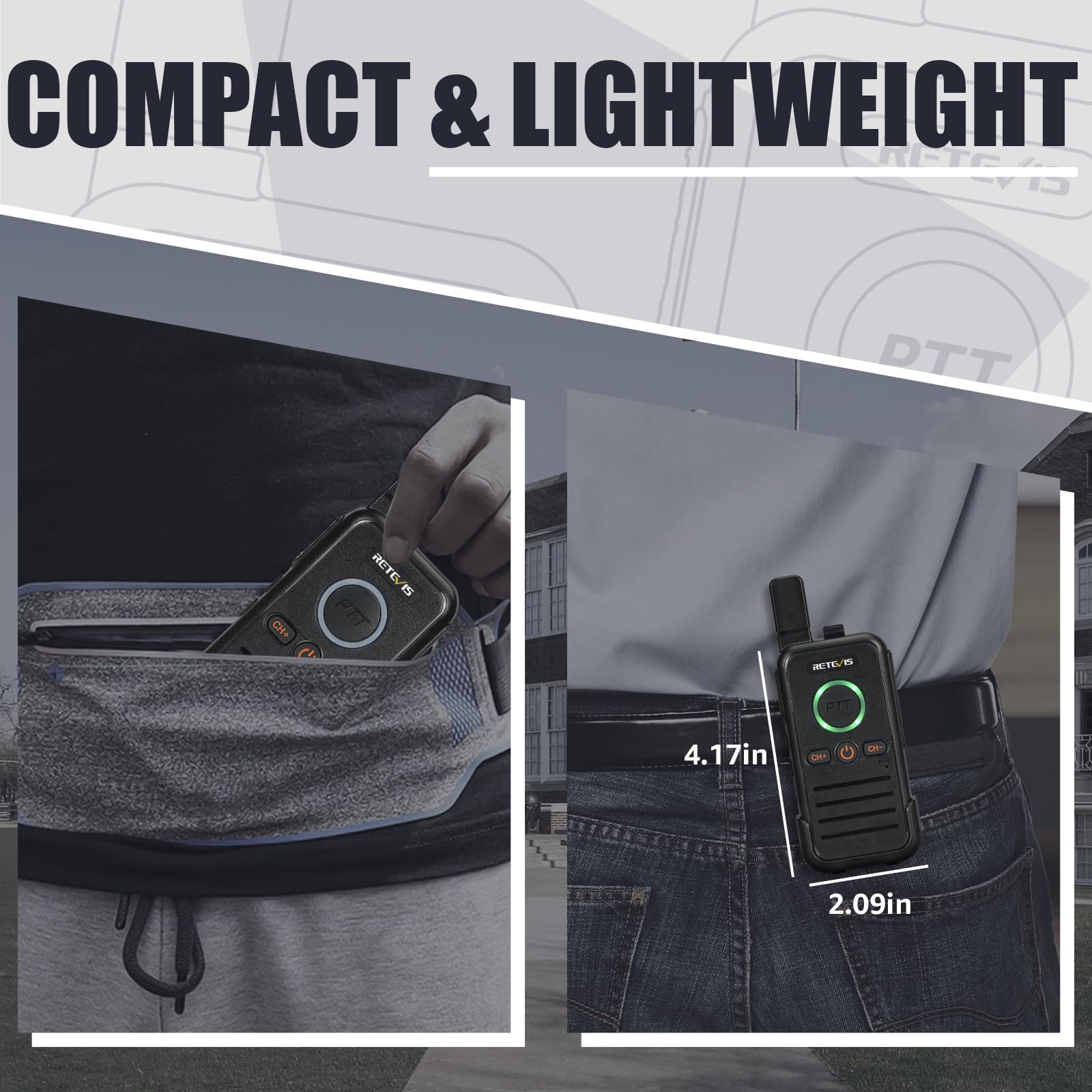 Retevis Rb45 Walkie Talkies For Adults,Two Way Radios, Dual Ptt, Usb C,Handheld 2 Way Radio Rechargeable For Commercial School Church Restaurant (10 Pack)