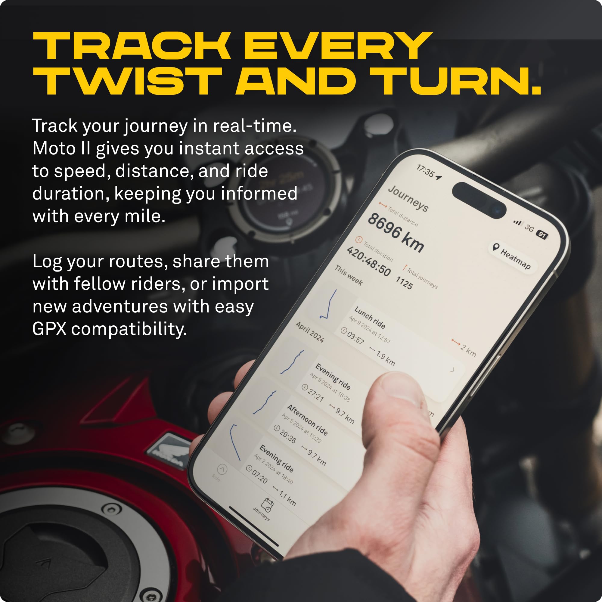 Beeline Moto Ii - Next Gen Motorcycle Gps Tracker | Compact Design, Waterproof Build, Simple Display & 14-Hour Battery |Glove Fr