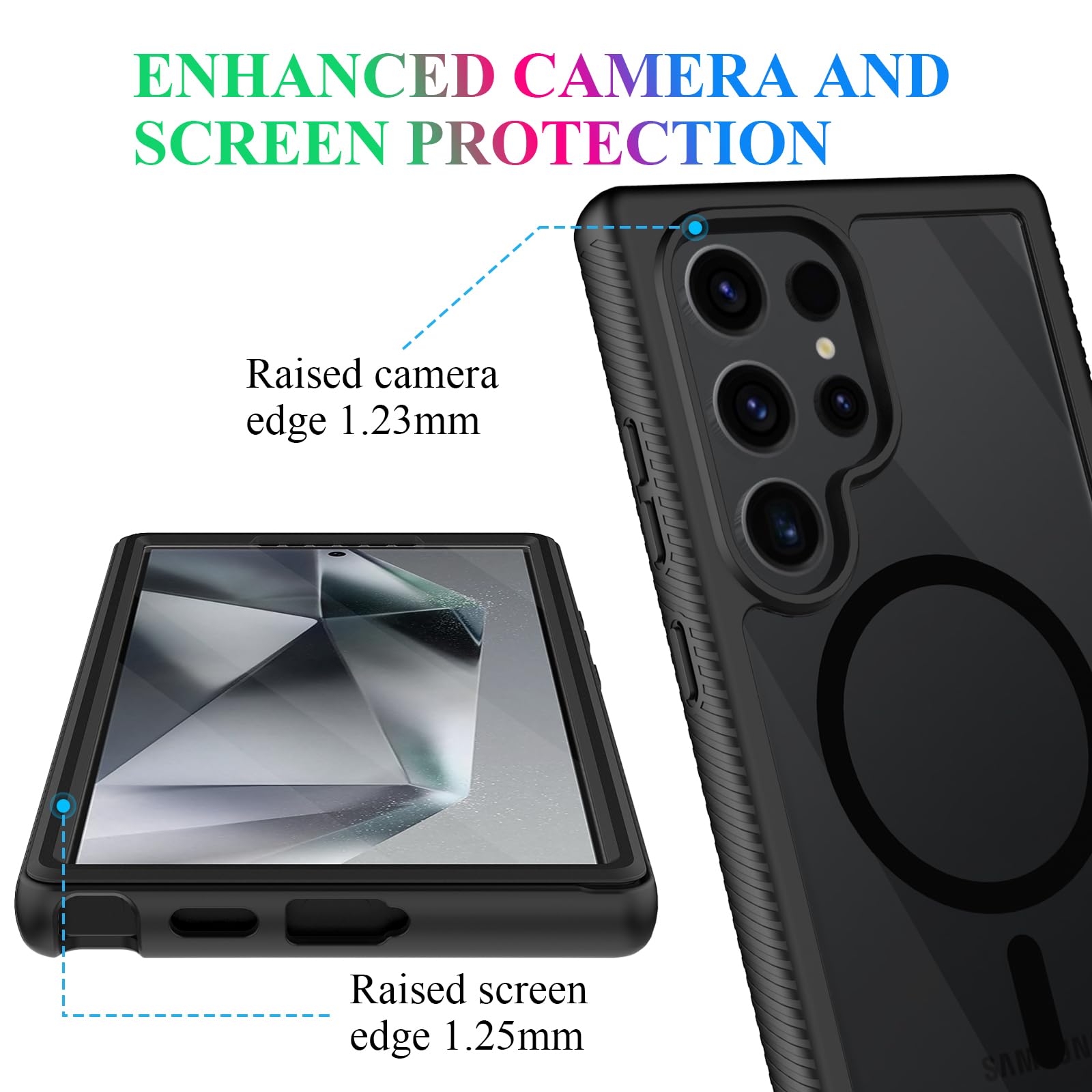 Wahhle Compatible With Samsung Galaxy S24 Ultra Case, Magnetic Wireless Charging Built In Screen Protector Full Body Shockproof