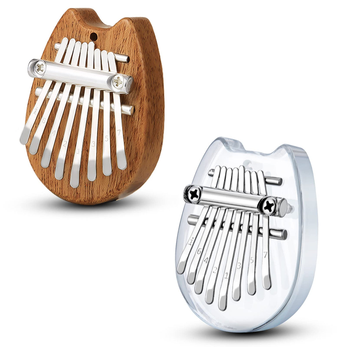 2 Pack Mini Kalimba Thumb Piano 8 Keys,Portable Solid Wood And Acrylic Mbira Finger Piano For Kids And Adults,Pocket Musical Gif
