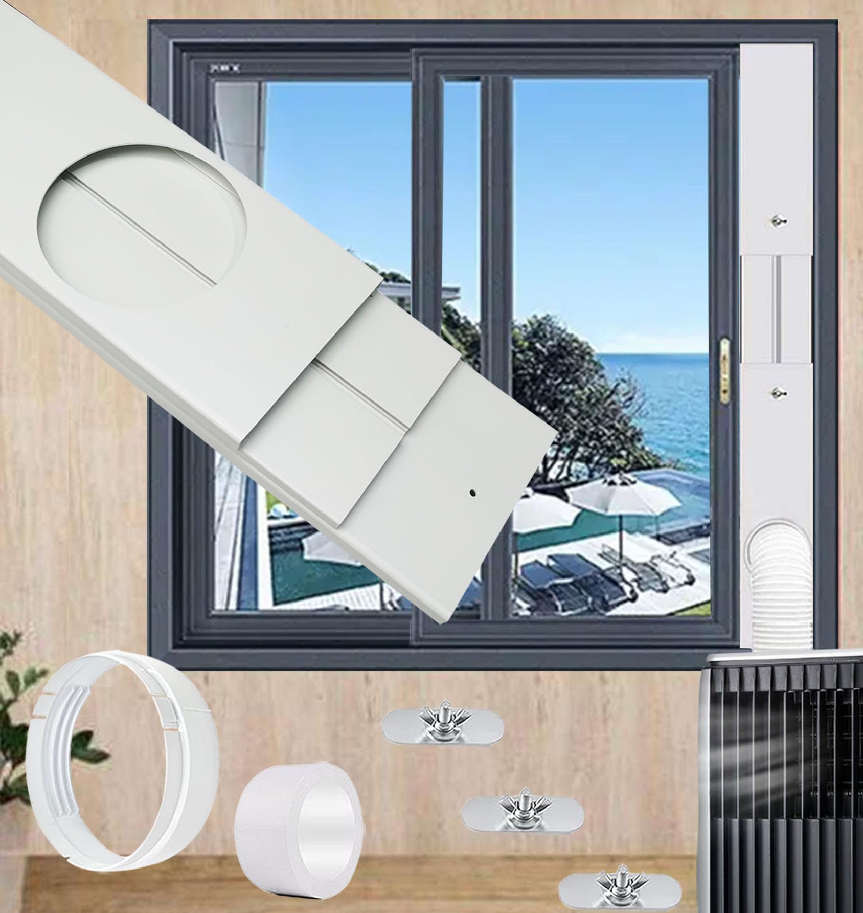 Portable Air Conditioner Window Seal Kit,Universal Portable Ac Replacement Sliding Window Seal Plate For 5.9 Inch Exhaust Hose,