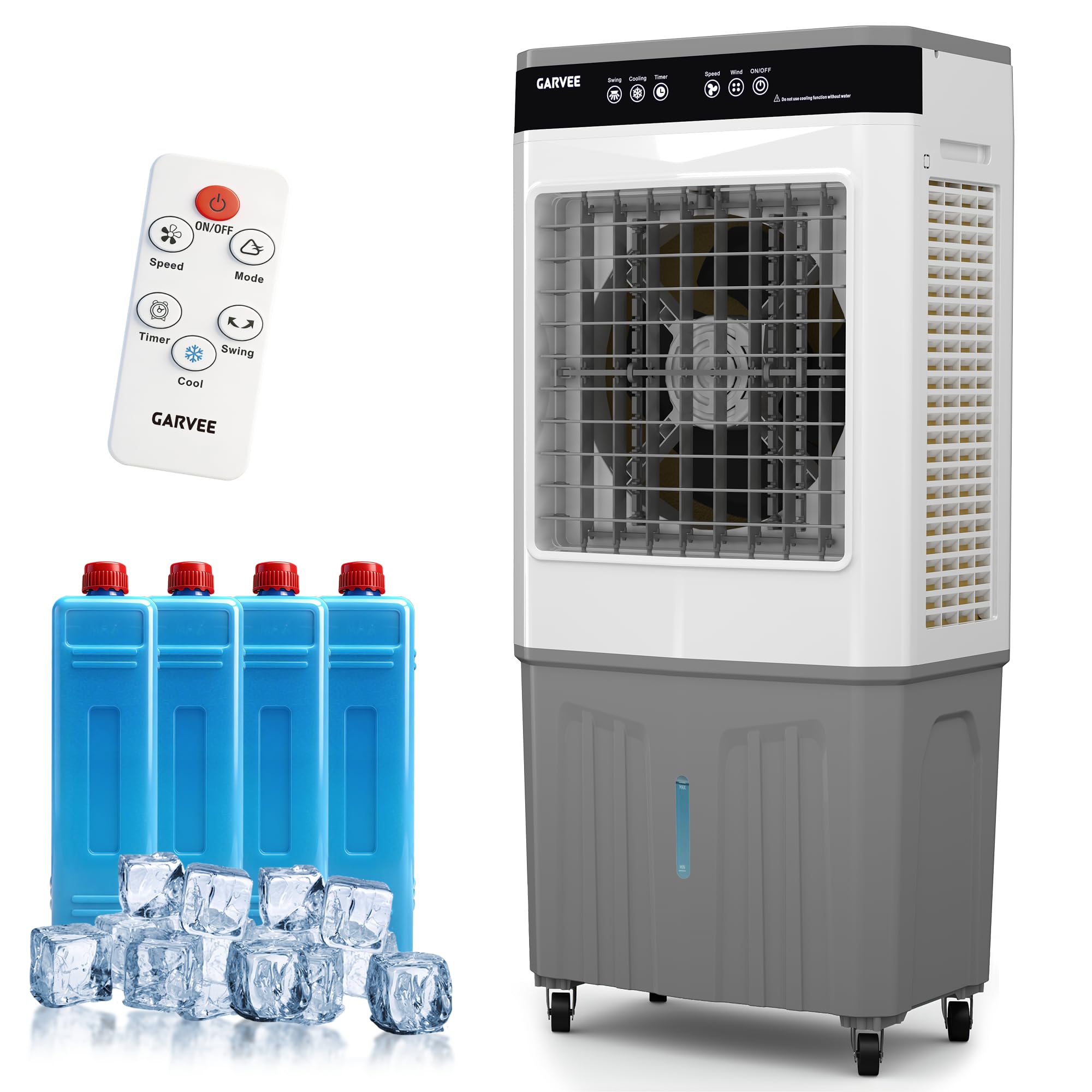 GarveeTech Evaporative Air Cooler with Remote & Timer, 3500 CFM Portable Swamp Cooler Fan with 11.6 Gal Water Tank, 3 Speeds, 12