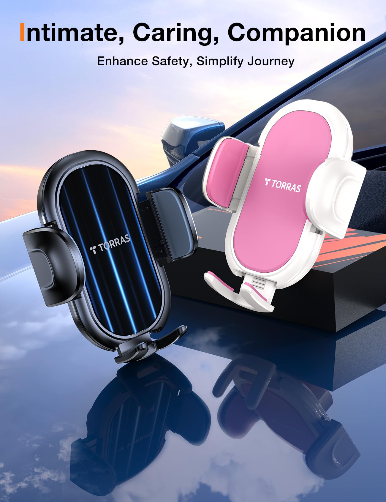 Torras?2 Pack Phone Holders For Your Car, Phone Mount For Dashboard/Vent/Windshield,?Snug-Hold Clamps? Cell Phone Holder Car Mou