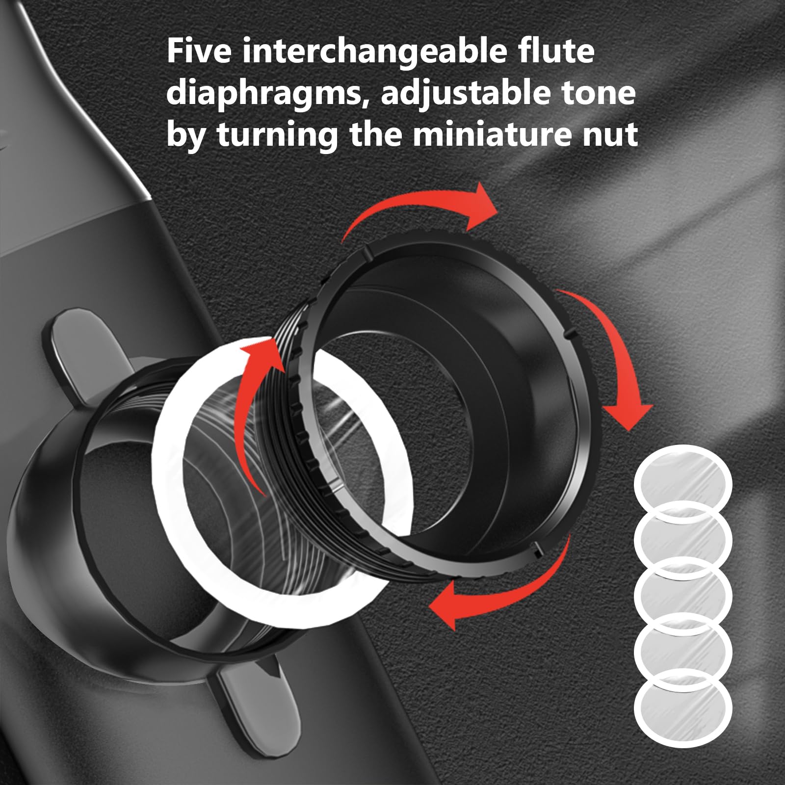 Kazoos For Adults,Metal Kazoo With 5 Flute Diaphragms,Kazoos With Adjustable Tone For Guitar, Ukulele, Violin, Piano, Keyboard,M