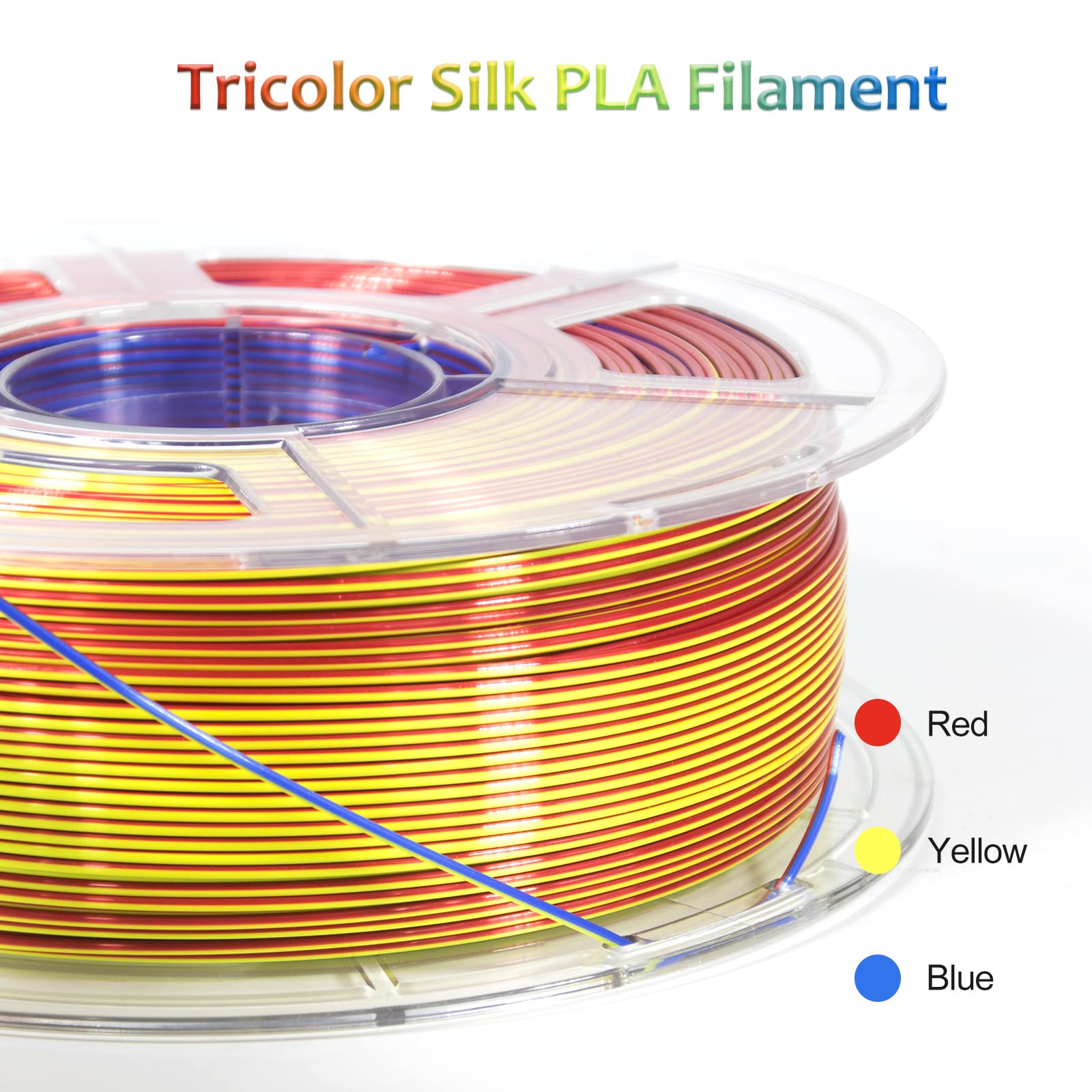 Isanmate Pla Filament 1.75Mm, 3D Printer Filament Silk Red Yellow Blue Color Changing Pla, Silk Pla Tri Colors Filament, 3D Prin