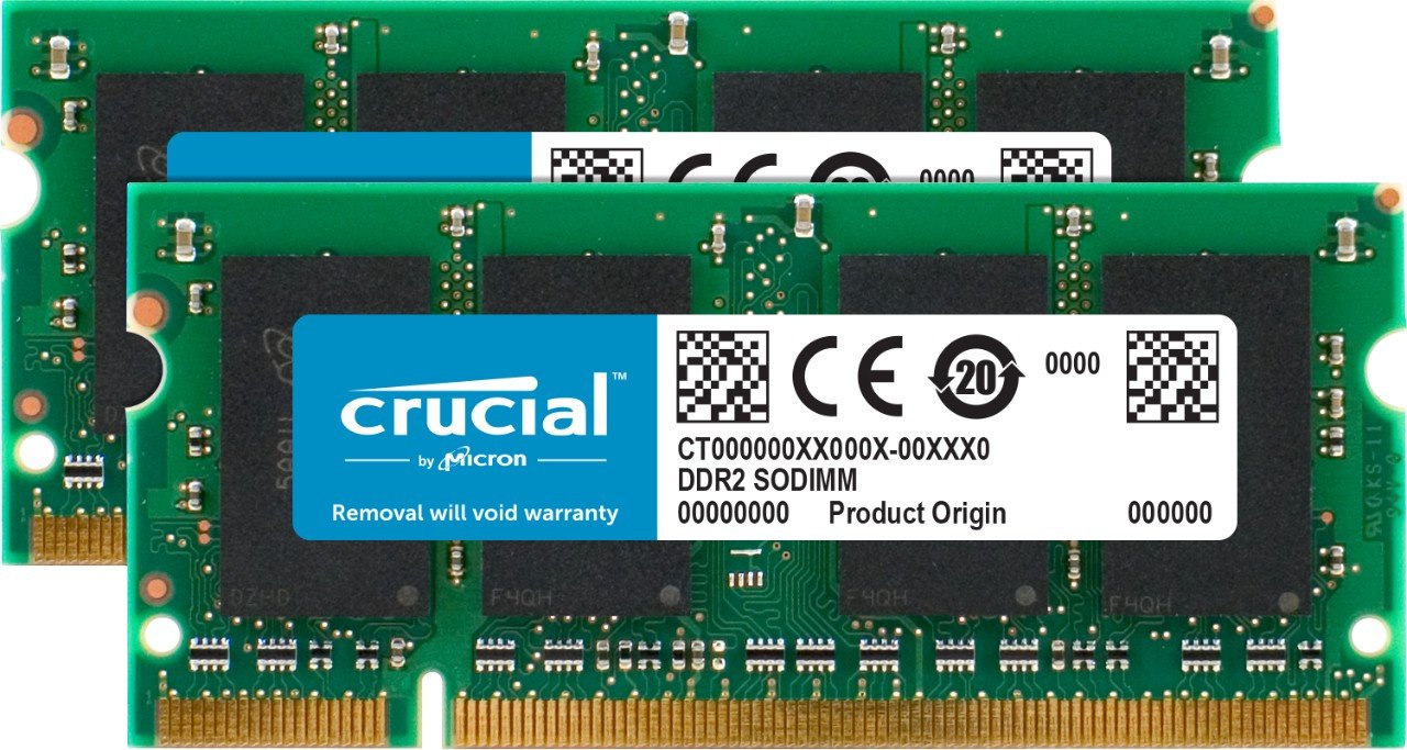 Crucial 4Gb Kit (2Gbx2) Ddr2 800Mhz (Pc2 6400) Cl6 Sodimm 200 Pin Notebook Memory Modules Ct2Kit25664Ac800