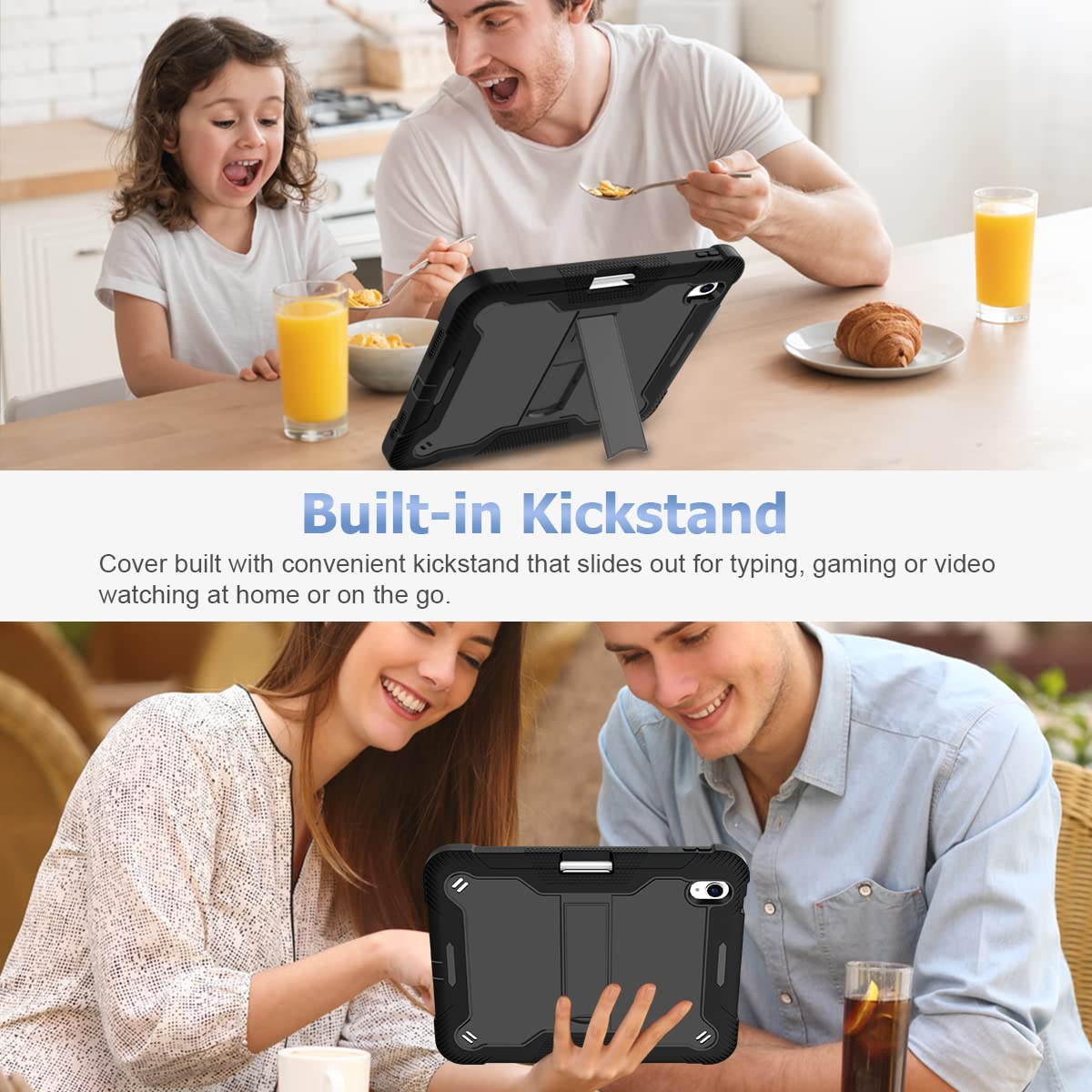 Fingic Ipad 10Th Generation Case 10.9 Inch 2022[Built In Pencil Holder]Heavy Duty Military Grade Shockproof Rugged Kickstand Sli