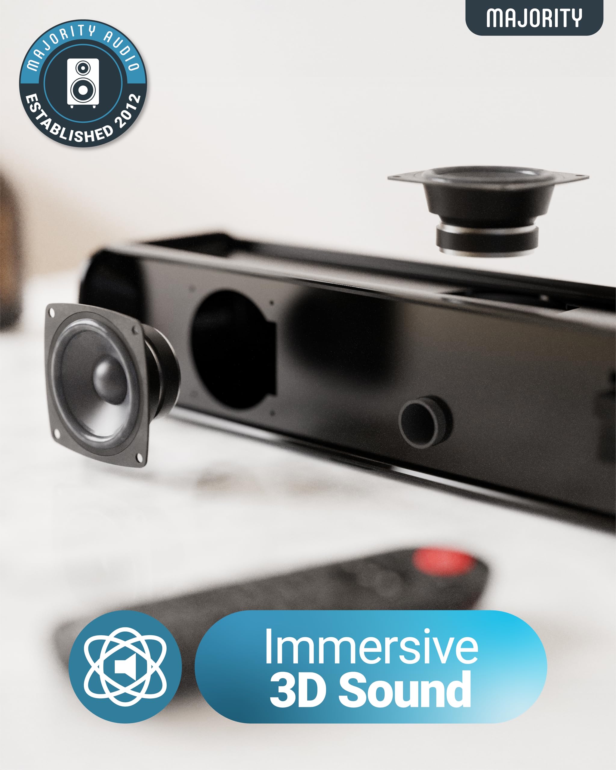 Majority 140W Bluetooth Sound Bar For Smart Tv | 31'' 2.1 Wireless Soundbar For Tv With 3D Sound | Tv Speakers Sound Bar With Bu