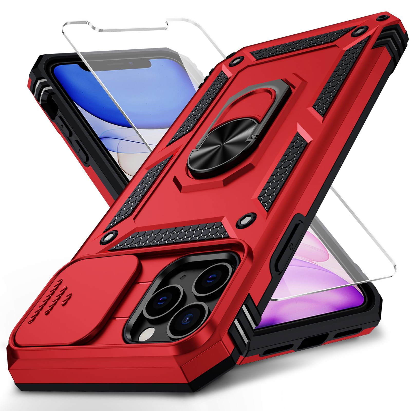 Weycolor For Iphone 11 Pro Max Case With Camera Lens Cover, Hd Screen Protector, 10 Ft Military Grade Drop Protection, Magnetic