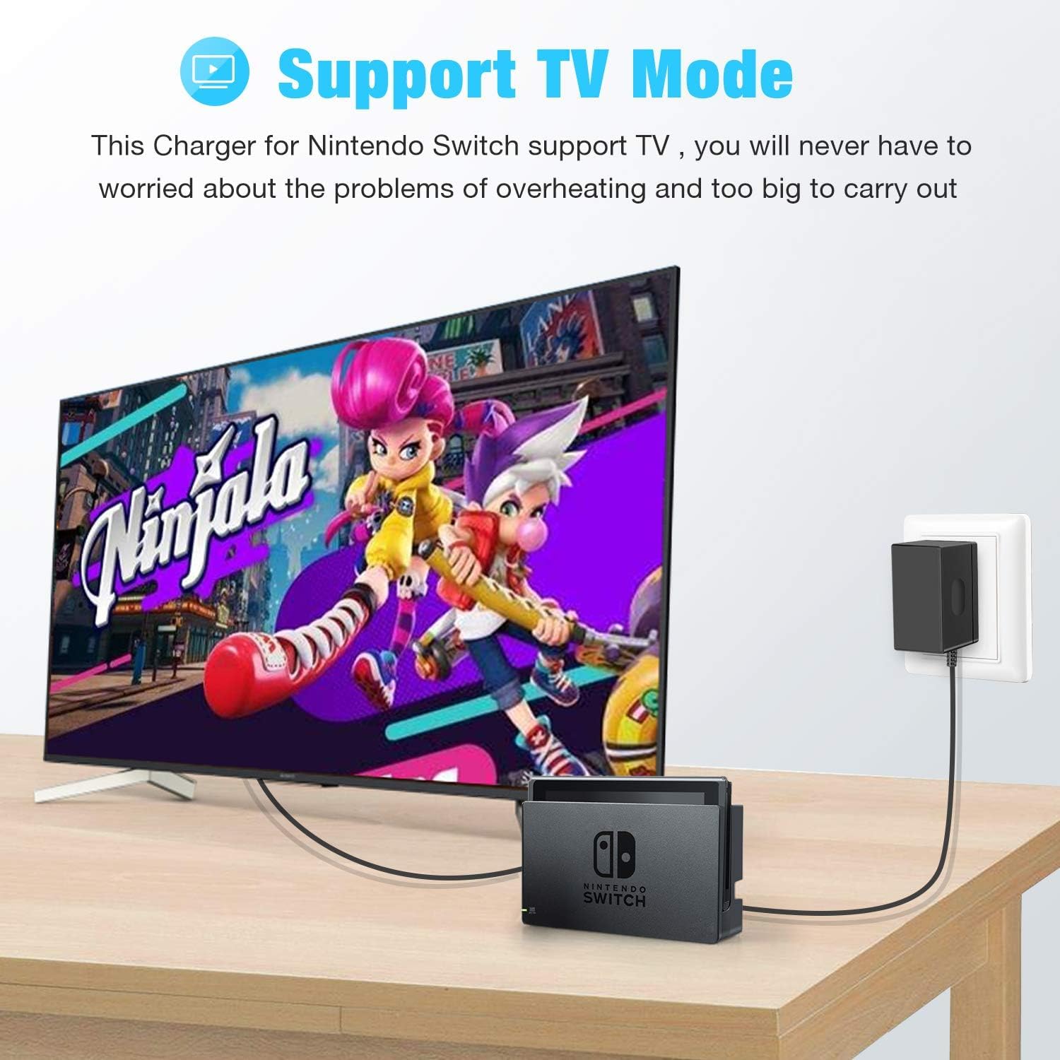 45W Switch Charger For Nintendo Switch/Oled/Lite, 2Hours Fast Charging With 5Ft Charging Cord, 15V 2.6A S-Witch Dock, Ac Adapter