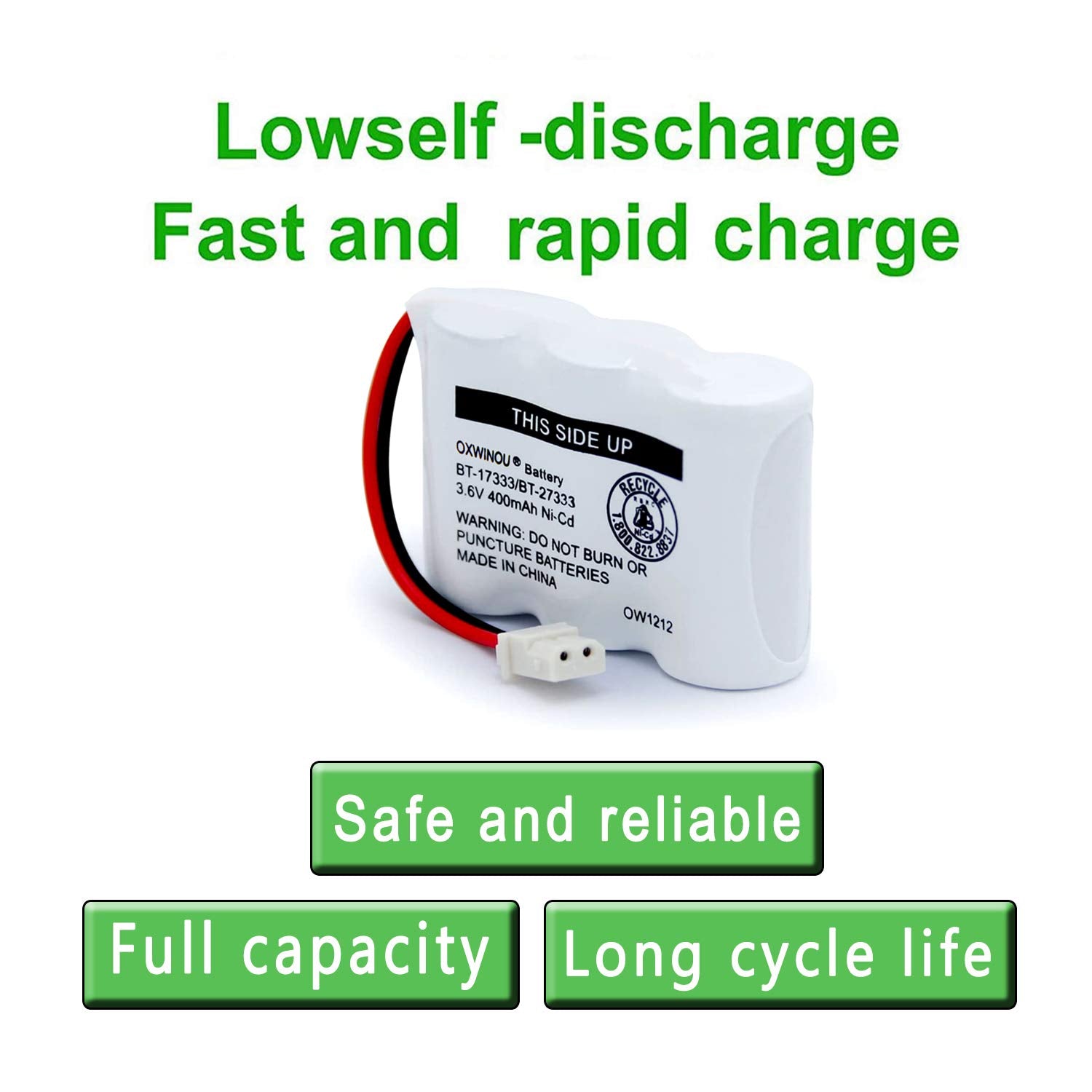 Oxwinou Bt 17333 Bt 27333 Handset Telephone Rechargeable Battery 2/3Aa 3.6V Ni Cd Cordless Phone Battery Compatible With Bt17333
