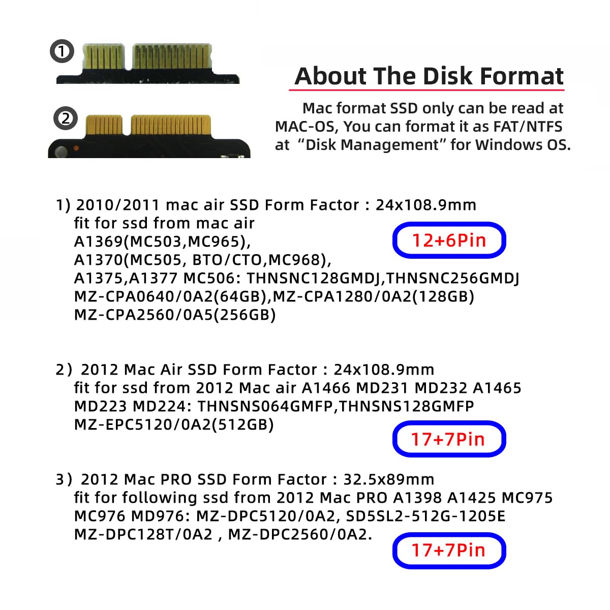 Chenyang 12+6Pin & 17+7Pin Mac Ssd To 2.5  Sata 2 In 1 Combo Case Enclosure Adapter For 2010 2011 2012 Mac Air Pro Retina Ssd