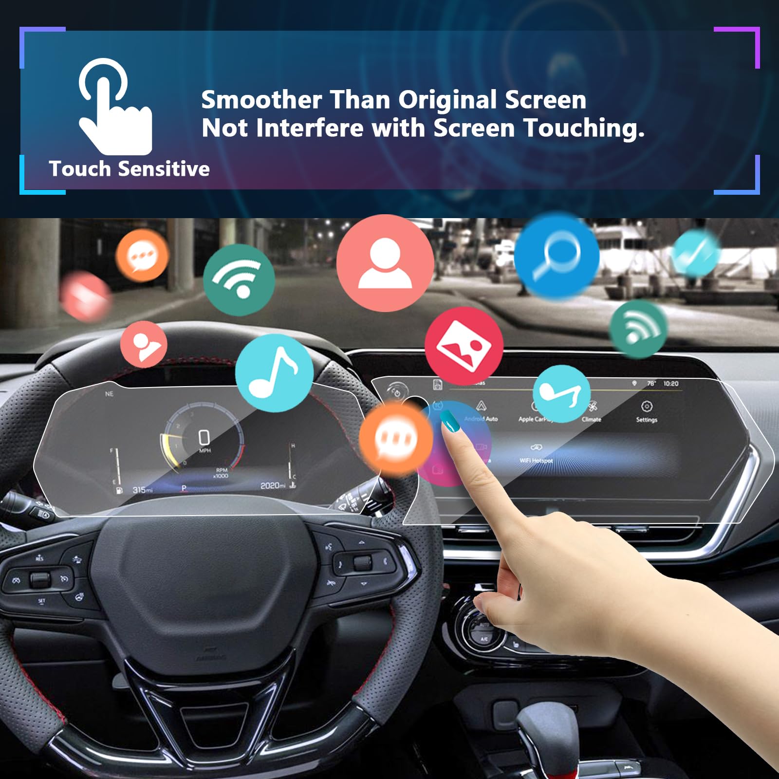 Sxcy 2Pcs For 2024 2025 Chevrolet Trax/Trailblazer Screen Protector 2024 2025 Trax Accessories Tempered Glass [Gps 11 In+Dash 8 In] Touch Screen Cover