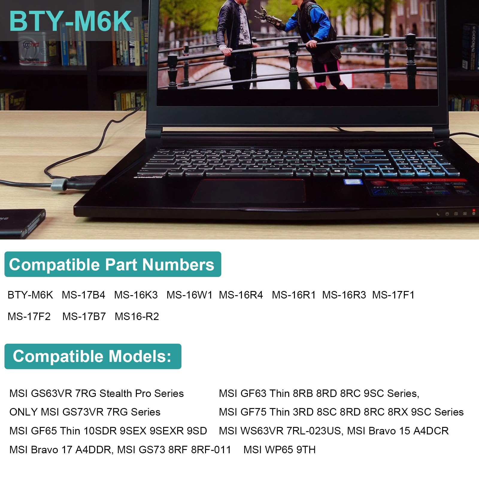 TREE.NB Laptop Battery BTY-M6K for MSI GS63VR GS73VR GF63 Thin GF75 Thin 11.4V 52.4Wh Black