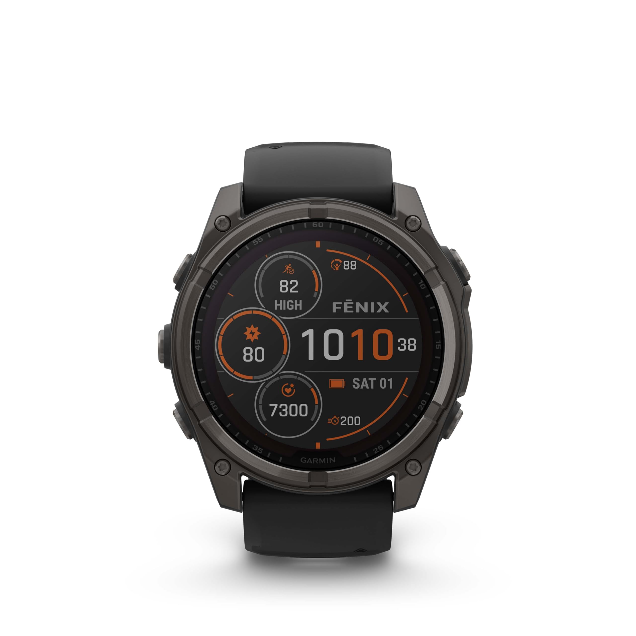 Garmin Fenix 8 51Mm Solar Sapphire Premium Multisport Gps Smartwatch Carbon Gray Dlc Titanium With Gray Silicone Band, Built-In