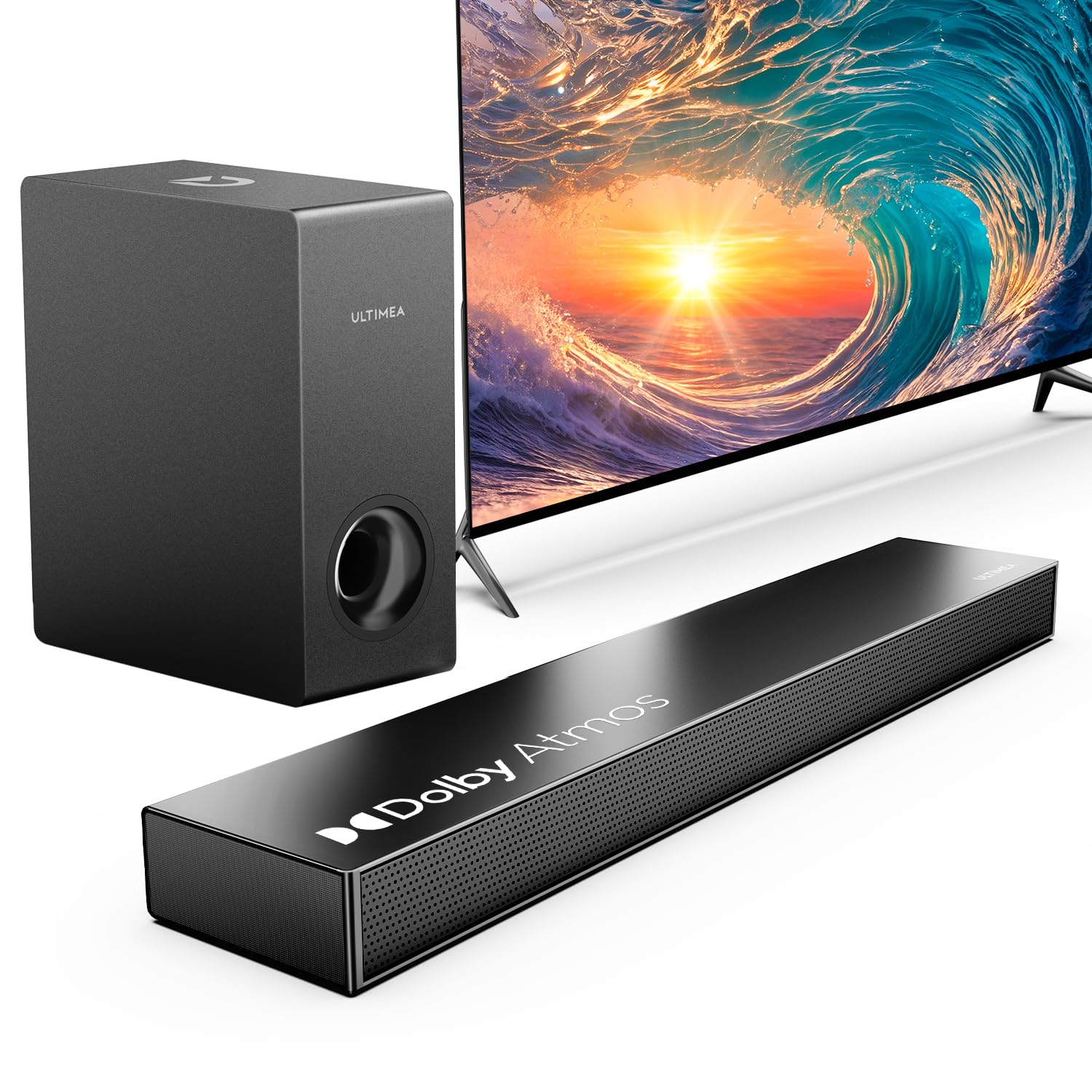 Ultimea Sound Bars For Smart Tv With Dolby Atmos, 3D Surround Sound System For Tv Speakers, 2.1 Soundbar For Tv With Subwoofer, 