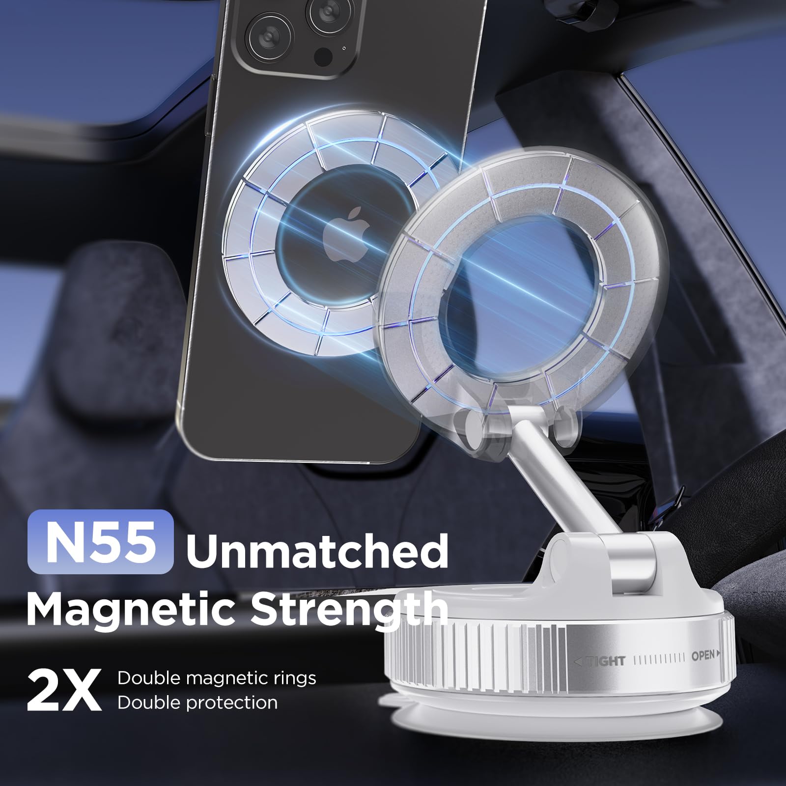 Msxttly Vacuum Magnetic Phone Holder For Car Suction Cup Phone Mount Adjustable Suction Phone Mount 2025 Upgraded Vacuum Magneti