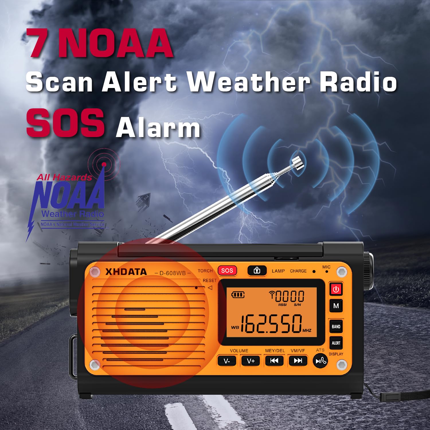 Xhdata D608Wb Emergency Radio Hand Crank Weather Radio Fm/Am/Sw/Noaa Alert Portable Radio With Phone Charger, Bluetooth Mp3, Usb