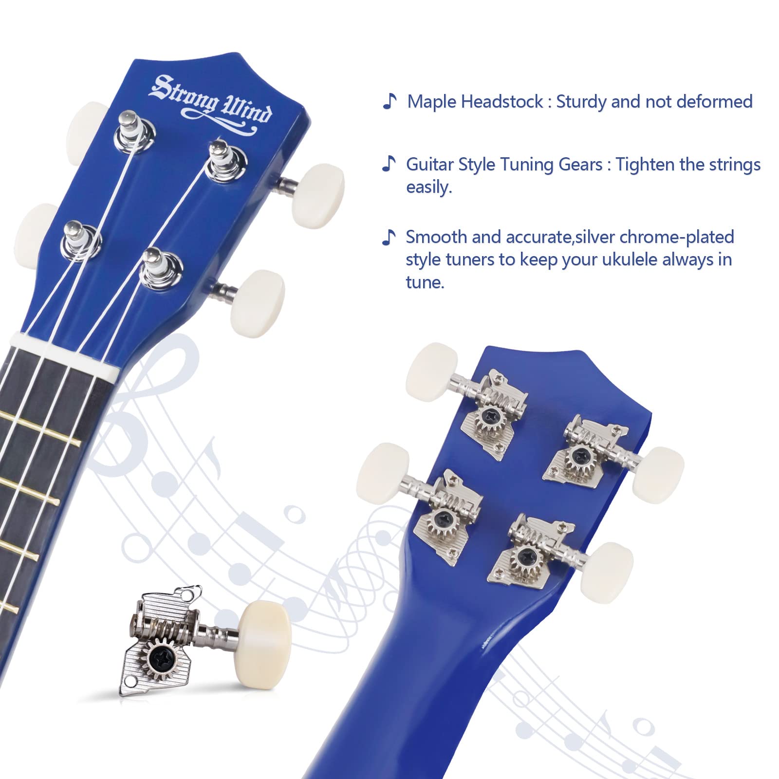 Strong Wind Soprano Ukulele 21 Inch Basswood Ukeleles For Beginners Four Strings Hawaiian Guitar Ukulele For Adults Teenagers Bl