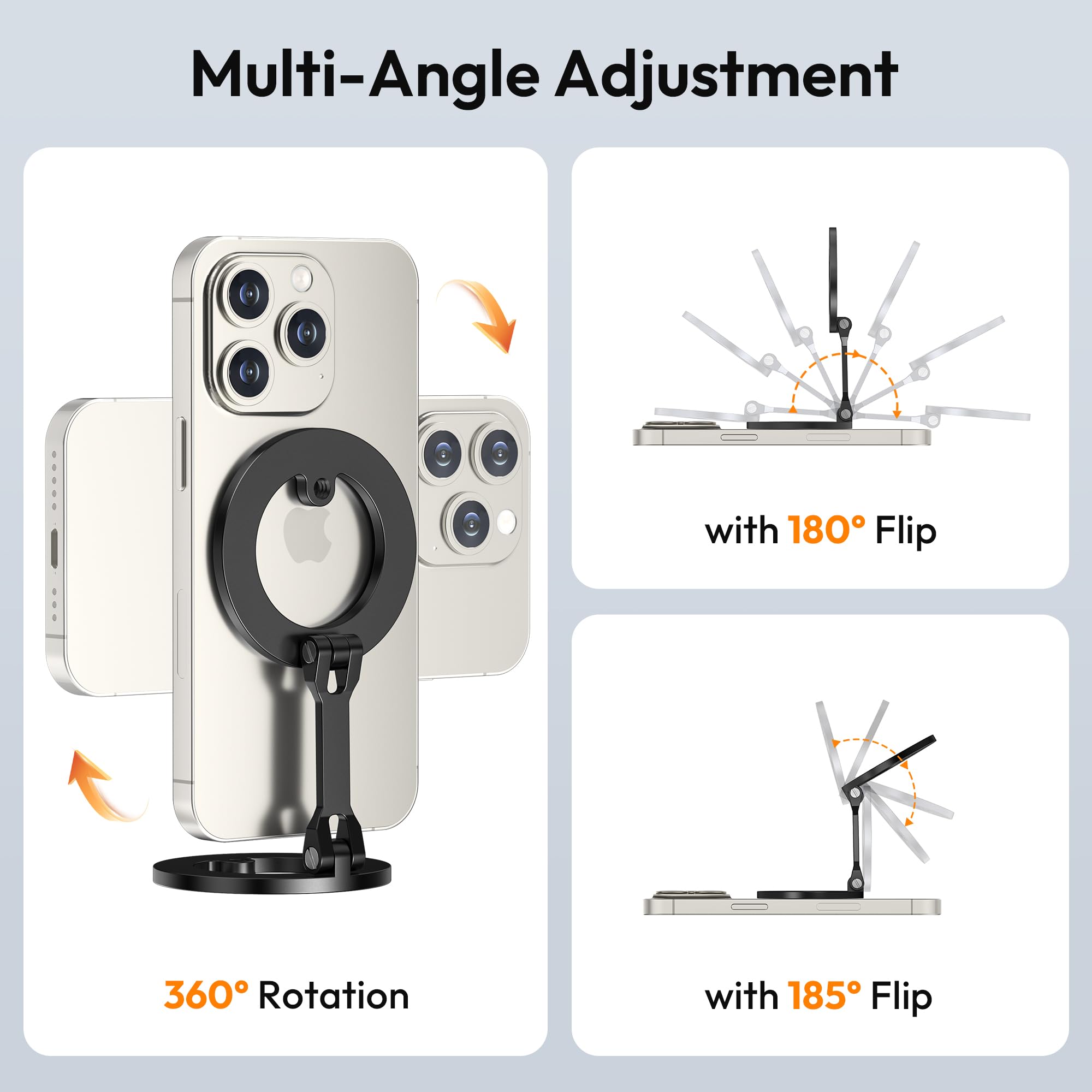 Magnetic Golf Cart Phone Holder For Iphone 16,Dual Ring Aluminium Phone Stand,Magnetic Phone Holder Portable Mount For Iphone 15