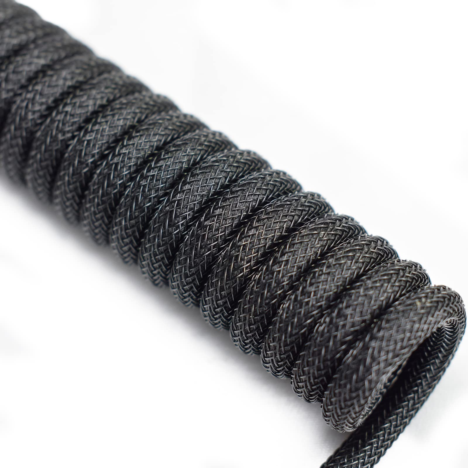 Zdawnn Braided Keyboard Cables 1.5M Coiled Type C To Usb A With Detachable Aviator Connector.For Gaming Keyboard/Tablet (Black)