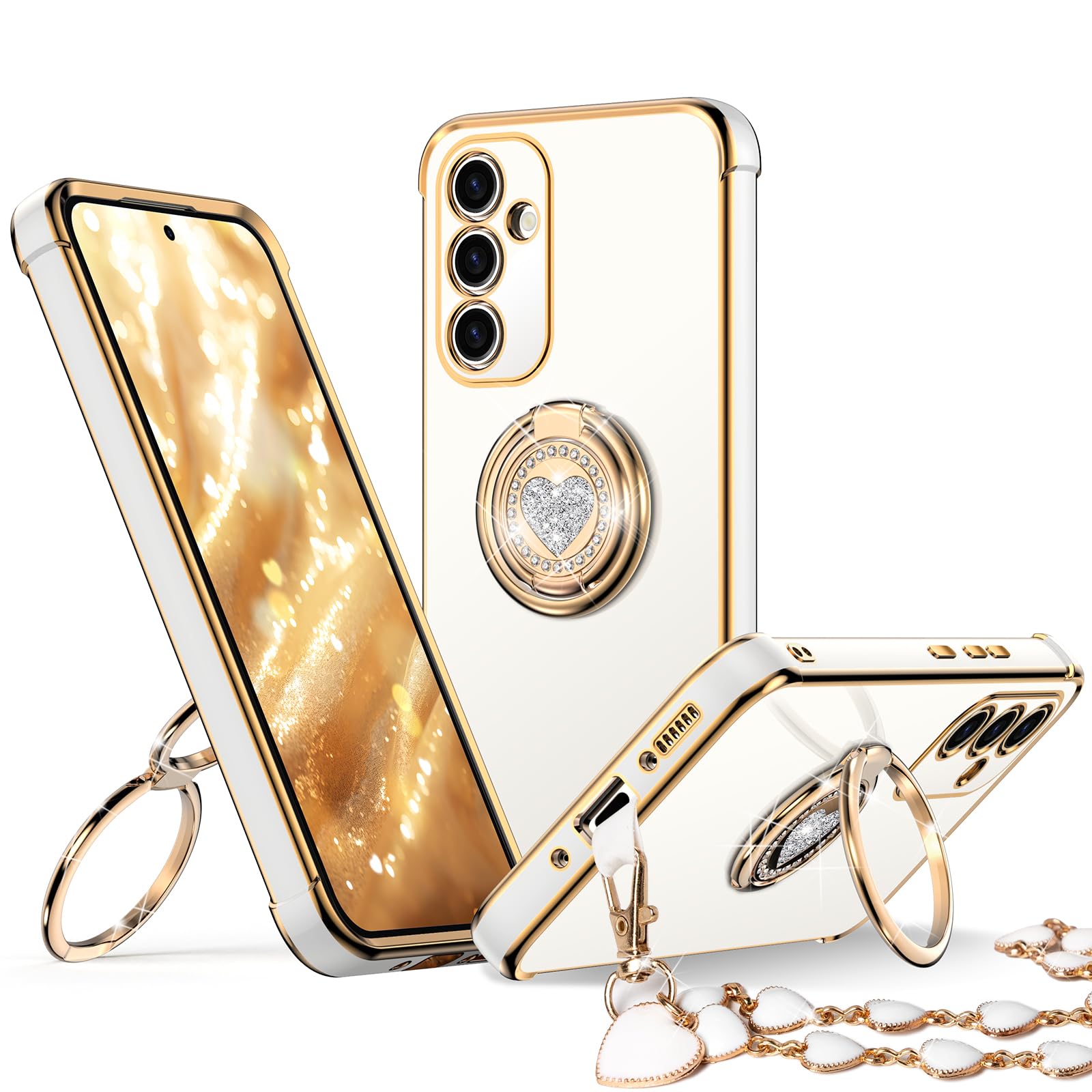 Xyz For Galaxy S23 Fe Case With Stand, For Samsung Galaxy S23 Fe Case With Double Ring, Women Girls Bling Luxury Phone Case For