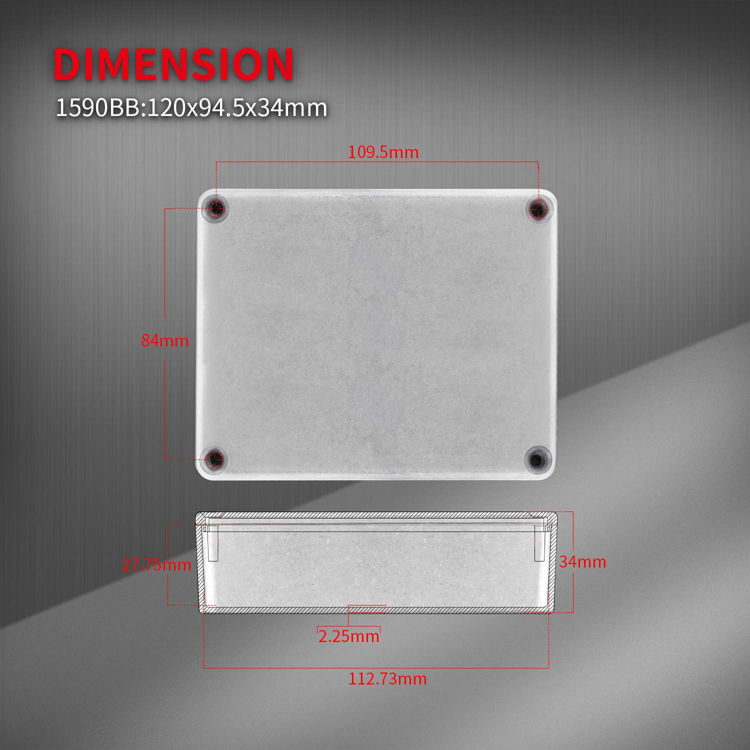 Daiertek 3Pcs 1590Bb Aluminum Metal Stomp Box Case Guitar Pedal Enclosure Effect Enclosure Stomp Box Unpainted 120X94.5X34Mm