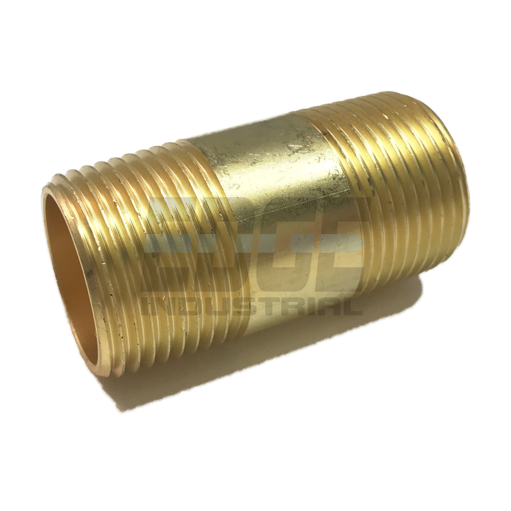 EDGE INDUSTRIAL Brass Nipple 3/4 X 3/4, 2 Length, Male NPT MNPT Fuel/AIR/Water/Oil/Gas WOG (Qty 01)