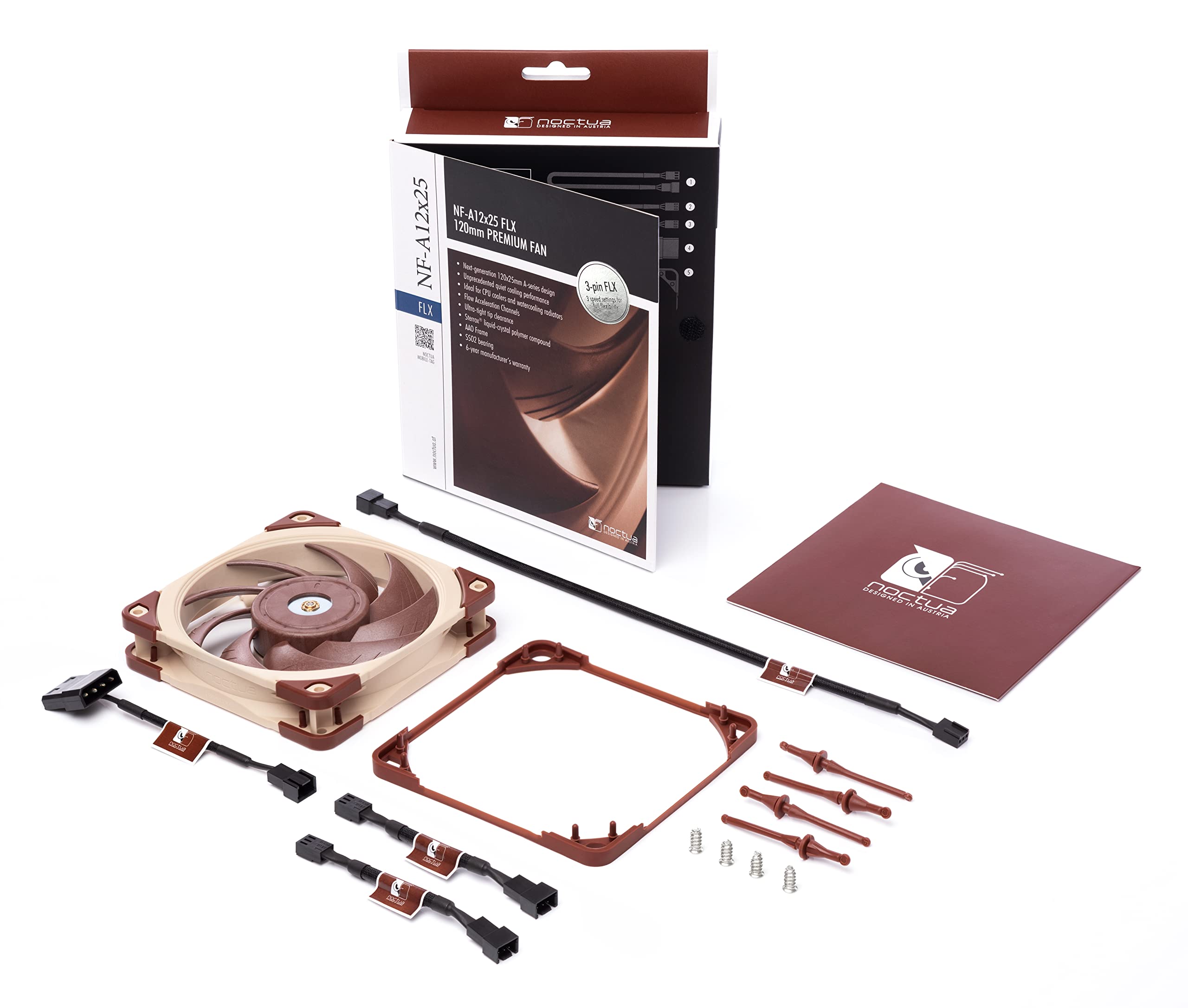 Noctua Nf-A12X25 Flx, Premium Quiet Fan, 3-Pin (120Mm, Brown)