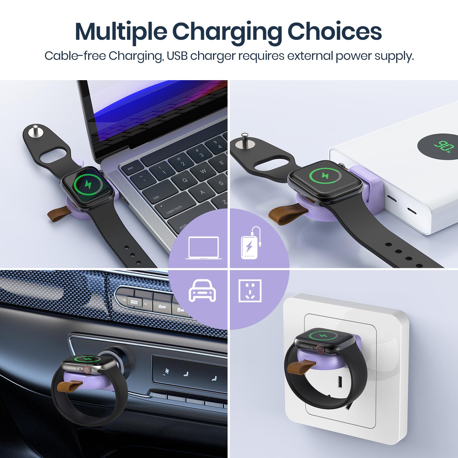 Newdery Charger For Apple Watch Portable Iwatch Usb Wireless Charger, Travel Cordless Charger With Light Weight Magnetic Quick C