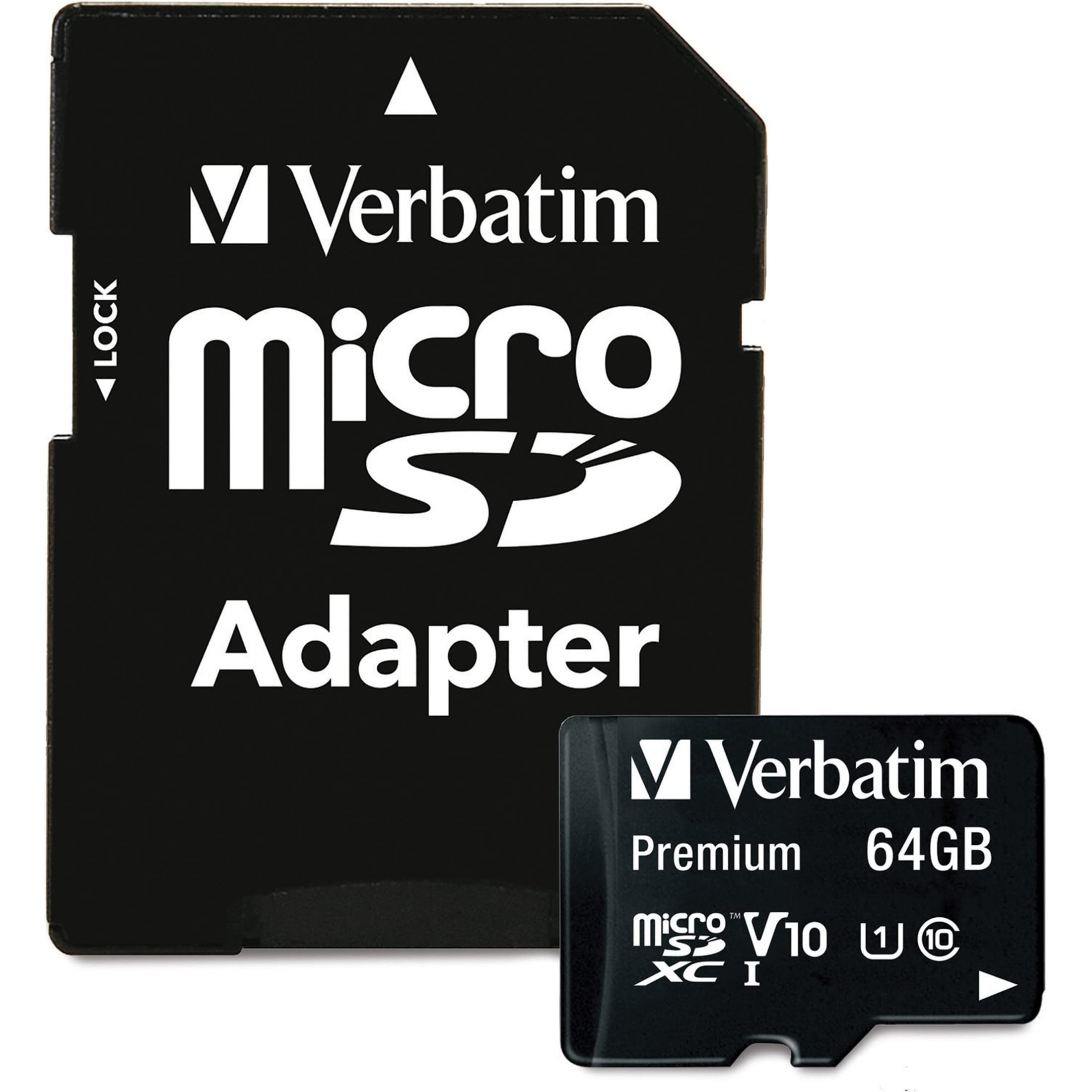 Verbatim 64Gb Premium Microsdxc Memory Card With Adapter, Uhs I V10 U1 Class 10 (44084)