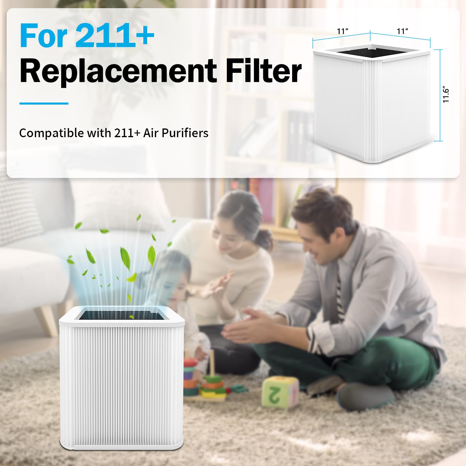 2 Pack 211+ Filter Replacement Compatible With 211+ Air Purifier, 2 In 1 H13 211+ Hepa Filter And Activated Carbon Filter