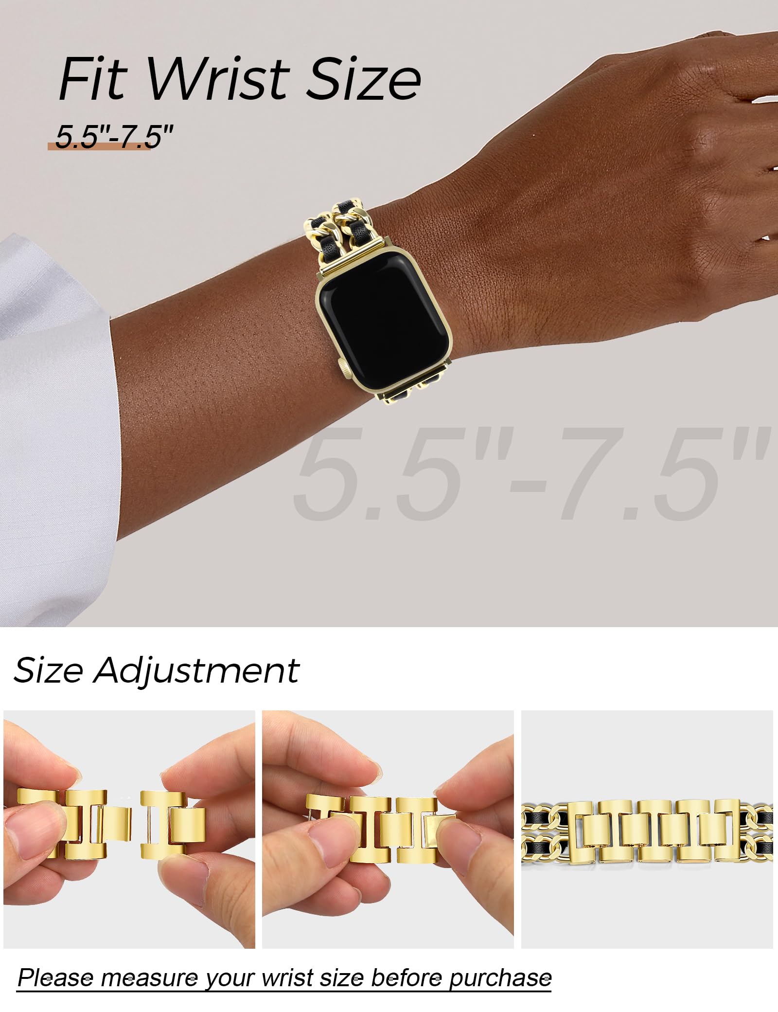 Jr.Dm Gold Watch Bands For Women Compatible With Apple Watch Band Leather 38Mm 40Mm 41Mm 42Mm (S10) Adjustable Metal Band Cowboy