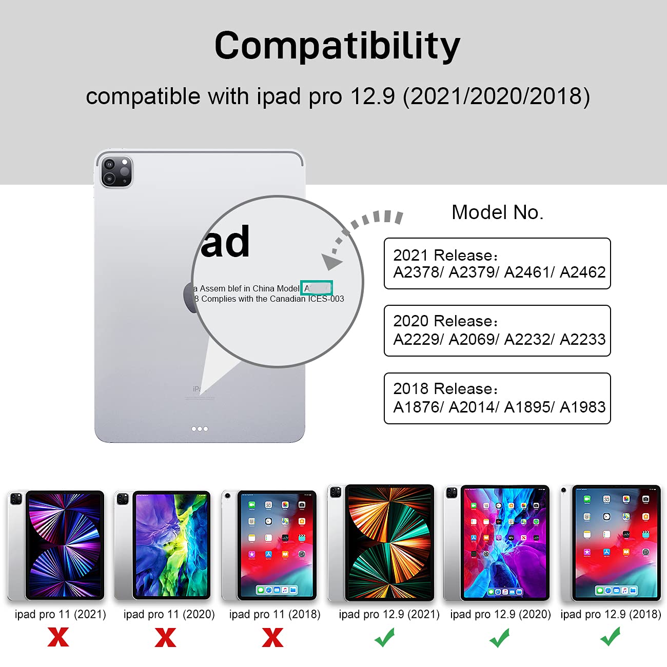 Timecity Protective Case For Ipad Pro 12.9 Inch 6Th/ 5Th/ 4Th/ 3Rd Generation, With Strong Protection, Screen Protector, Hand/Sh