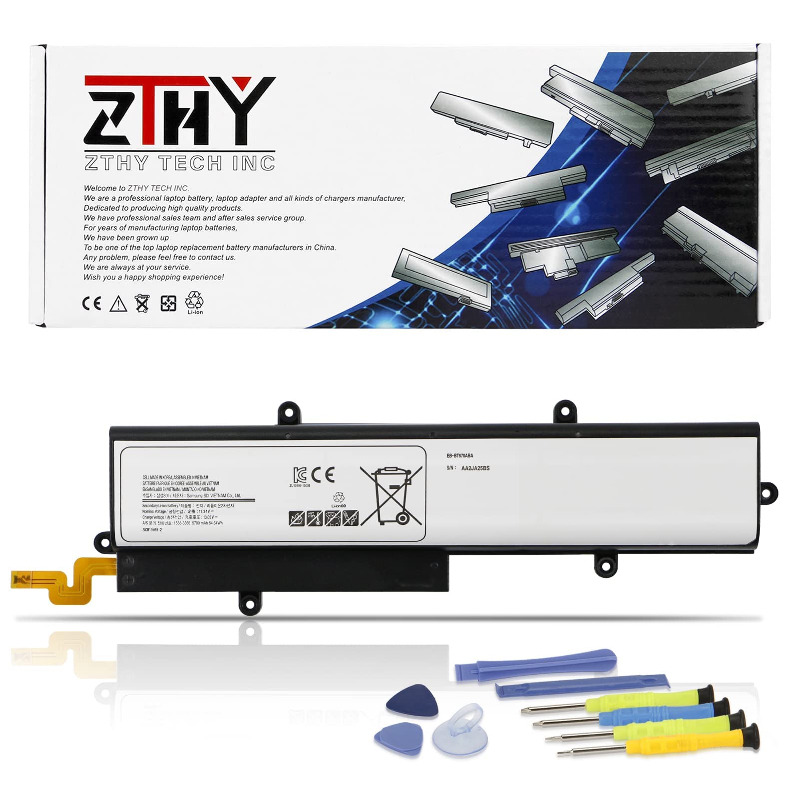 Zthy 64.64Wh Eb Bt670Aba Eb Bt670Abe Laptop Battery Replacement For Samsung Galaxy View 18.4'' Sm T670 Sm T677A Series Aa2Ga26Bs