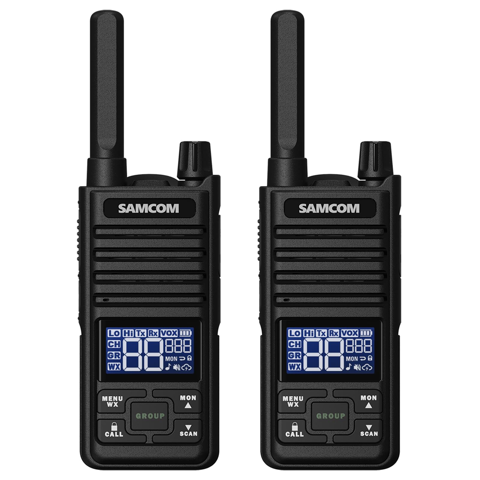 Samcom T2 Gmrs Two Way Radio, 2 Watt Long Range Walkie Talkies For Adults, 121 Privacy Codes Type C Rechargeable Walkie Talkies With Usb Earpiece, Noaa Weather Alerts, Scan, Group Talk(2 Pack Black)