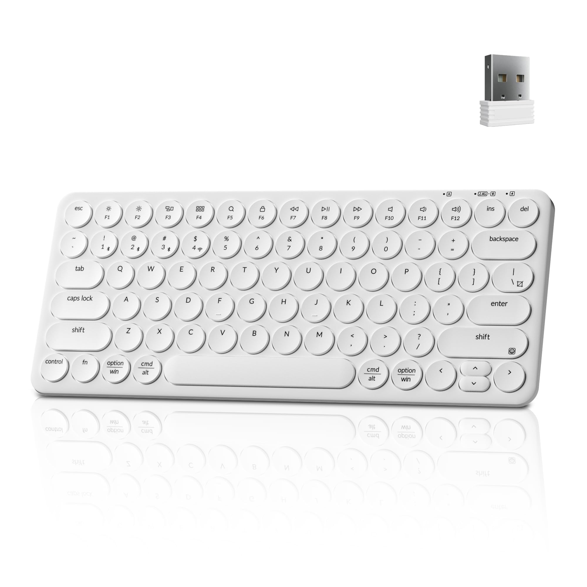 Keychron B3 Pro 75% UltraSlim Wireless Keyboard, 2.4GHz, Bluetooth 5.2 / Wired USB Connection, Portable Silent White Bluetooth 