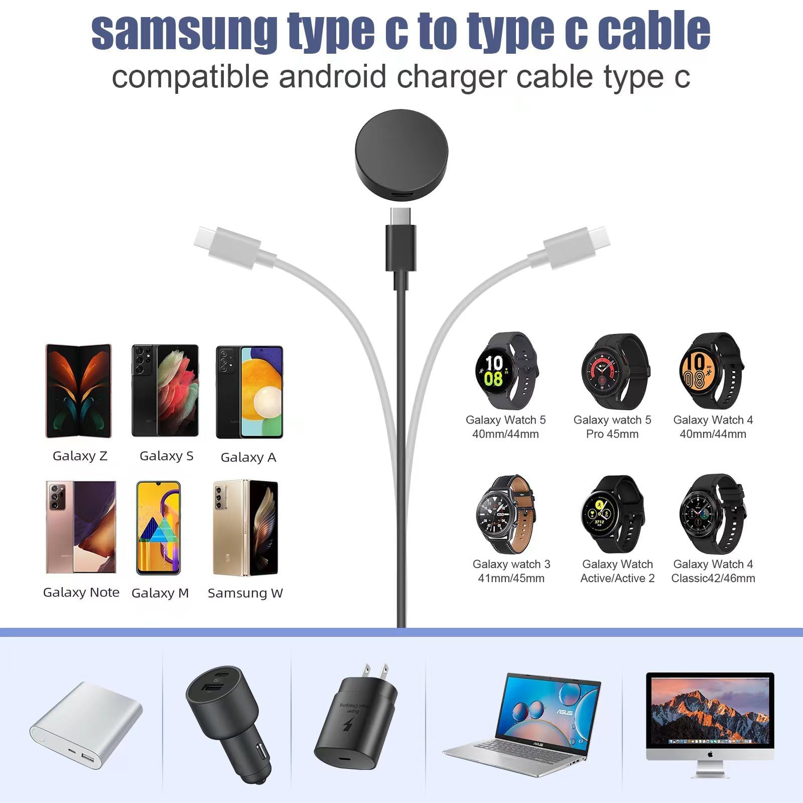 Galaxy Watch Charger(Split) C Charger Cable Fast Charging, 25W Super Fast Charger Compatible With Galaxy Watch 6/6 Classic/5 Pro