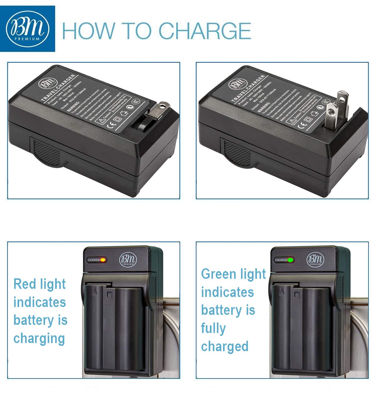 BM Premium EN-EL15 Battery & Charger Kit for Nikon D850, D7500, D500 - 2 Batteries & Charger