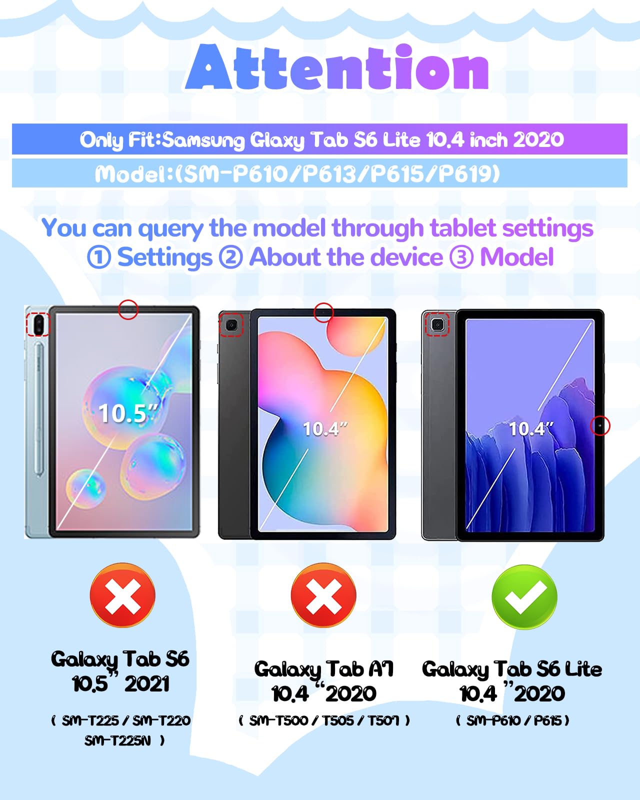 Wazzasoft For Samsung Galaxy Tab S6 Lite Case 10.4''   Girls Cute Women Cartoon Kawaii 3D Design Cover With Rotating Stand & Str