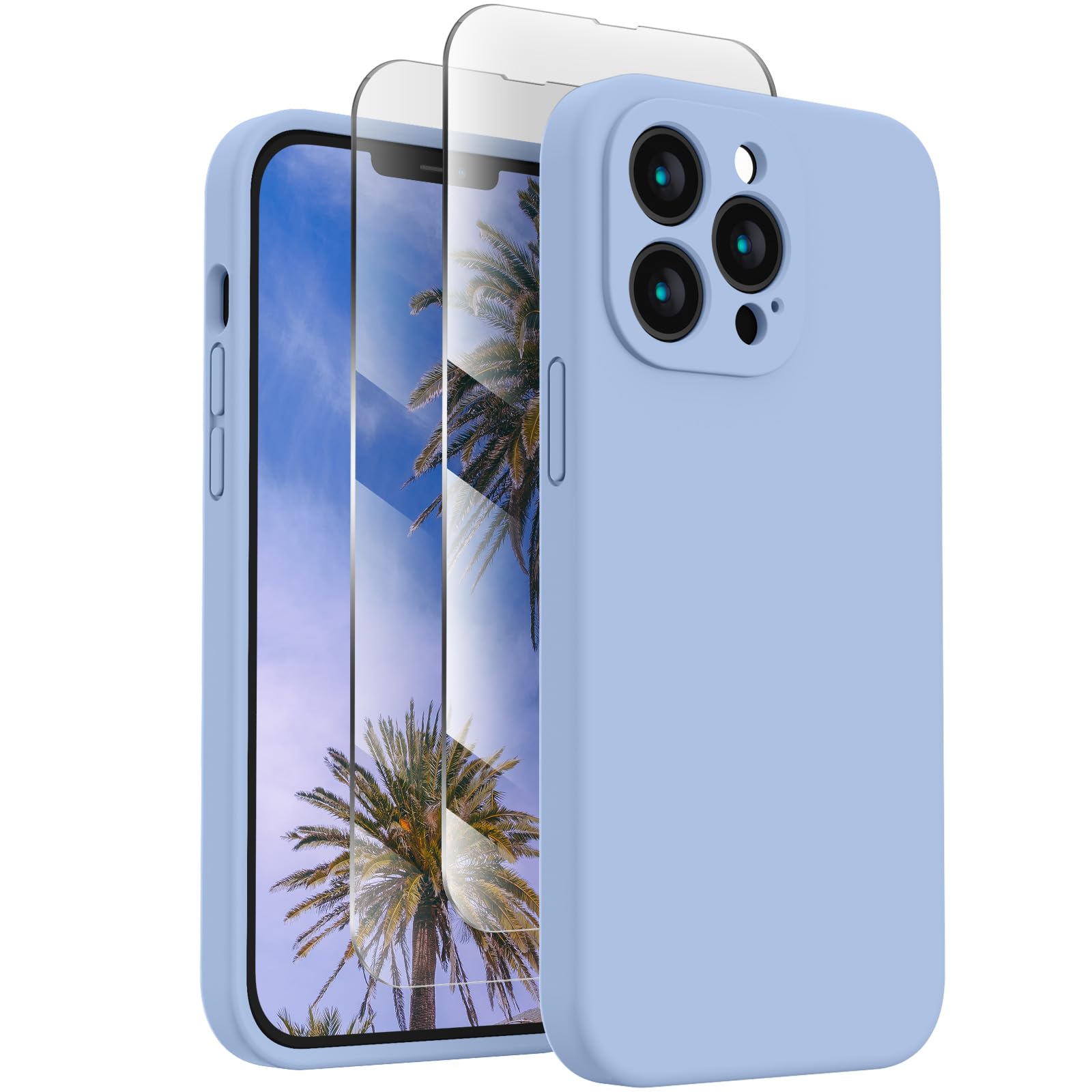 Firenova Designed For Iphone 13 Pro Max Case, Silicone [Camera Protection] Phone Case With [2 Screen Protectors], Soft Anti Scra